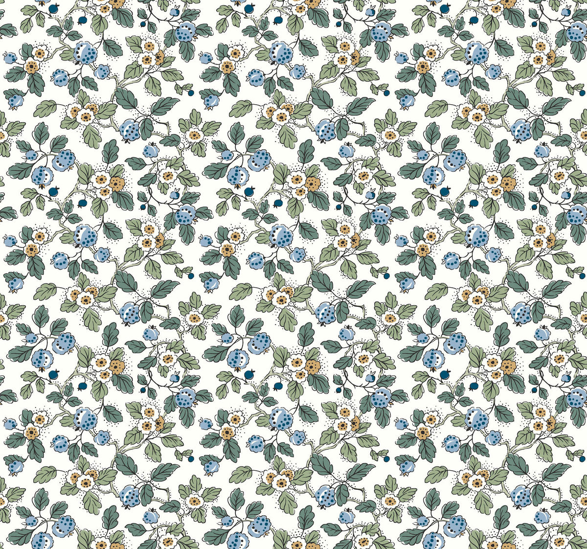 Antonina Vella Jardin Framboise Wallpaper Sample - Blue & Green