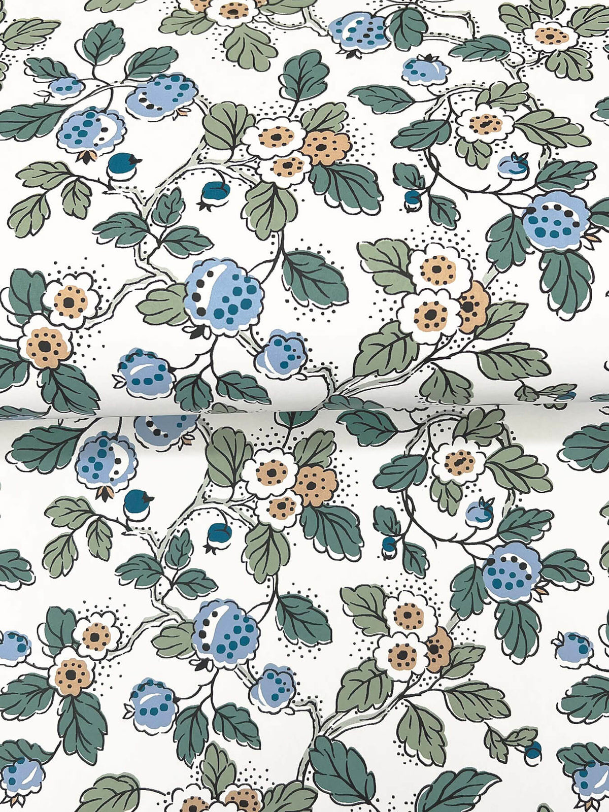 Antonina Vella Jardin Framboise Wallpaper Sample - Blue & Green