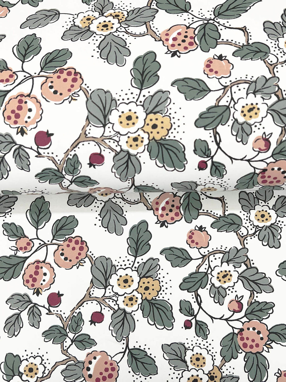 Antonina Vella Jardin Framboise Wallpaper Sample - Salmon & Eucalyptus