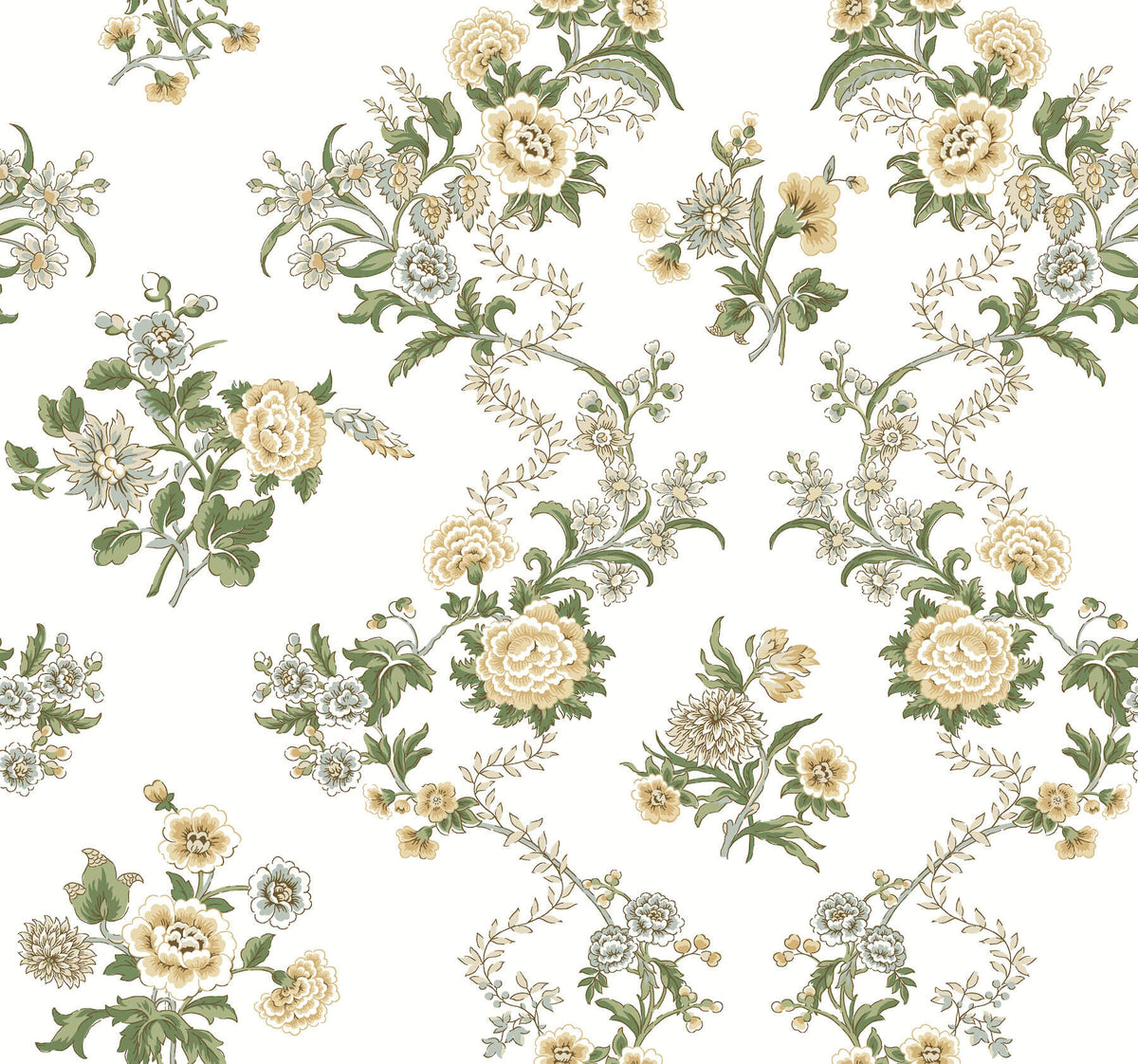 Antonina Vella Jardin Genevieve Wallpaper Sample - Butter & Green
