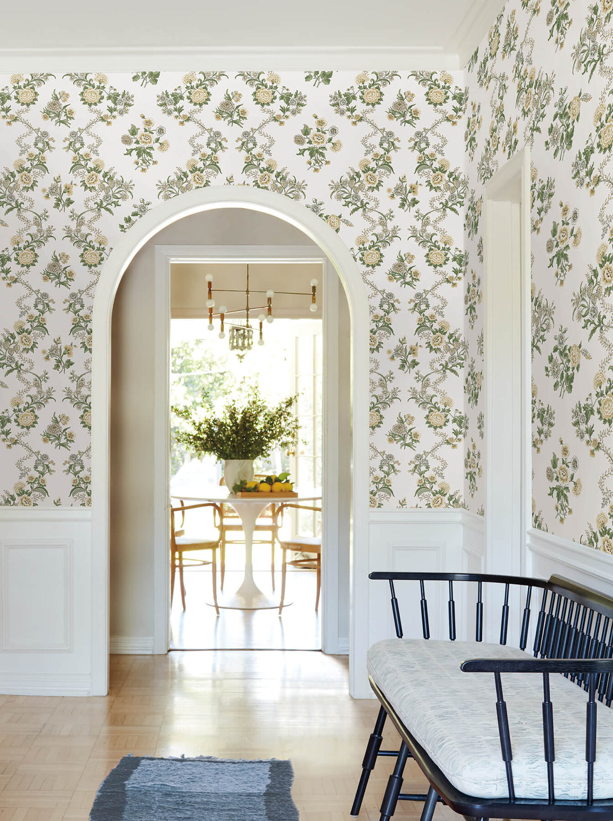 Antonina Vella Jardin Genevieve Wallpaper Sample - Butter & Green