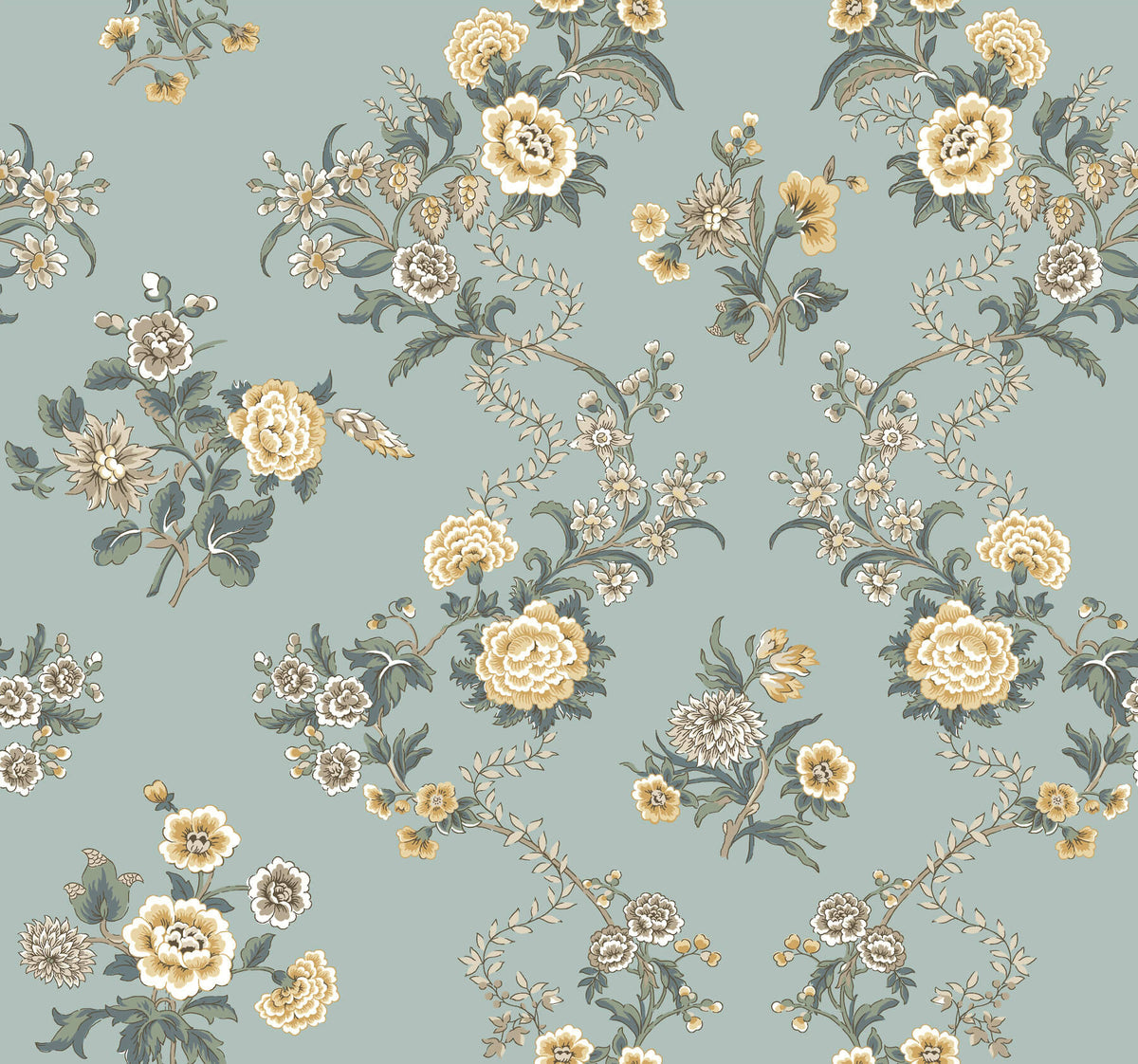 Antonina Vella Jardin Genevieve Wallpaper Sample - Harbor Blue