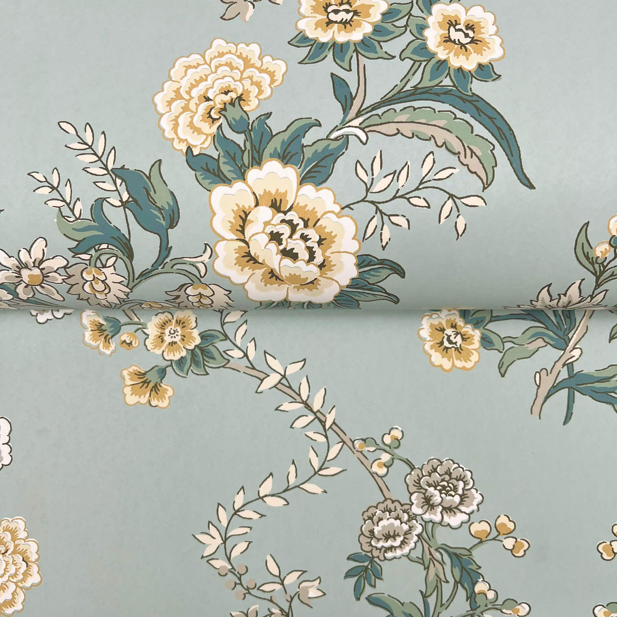 Antonina Vella Jardin Genevieve Wallpaper Sample - Harbor Blue