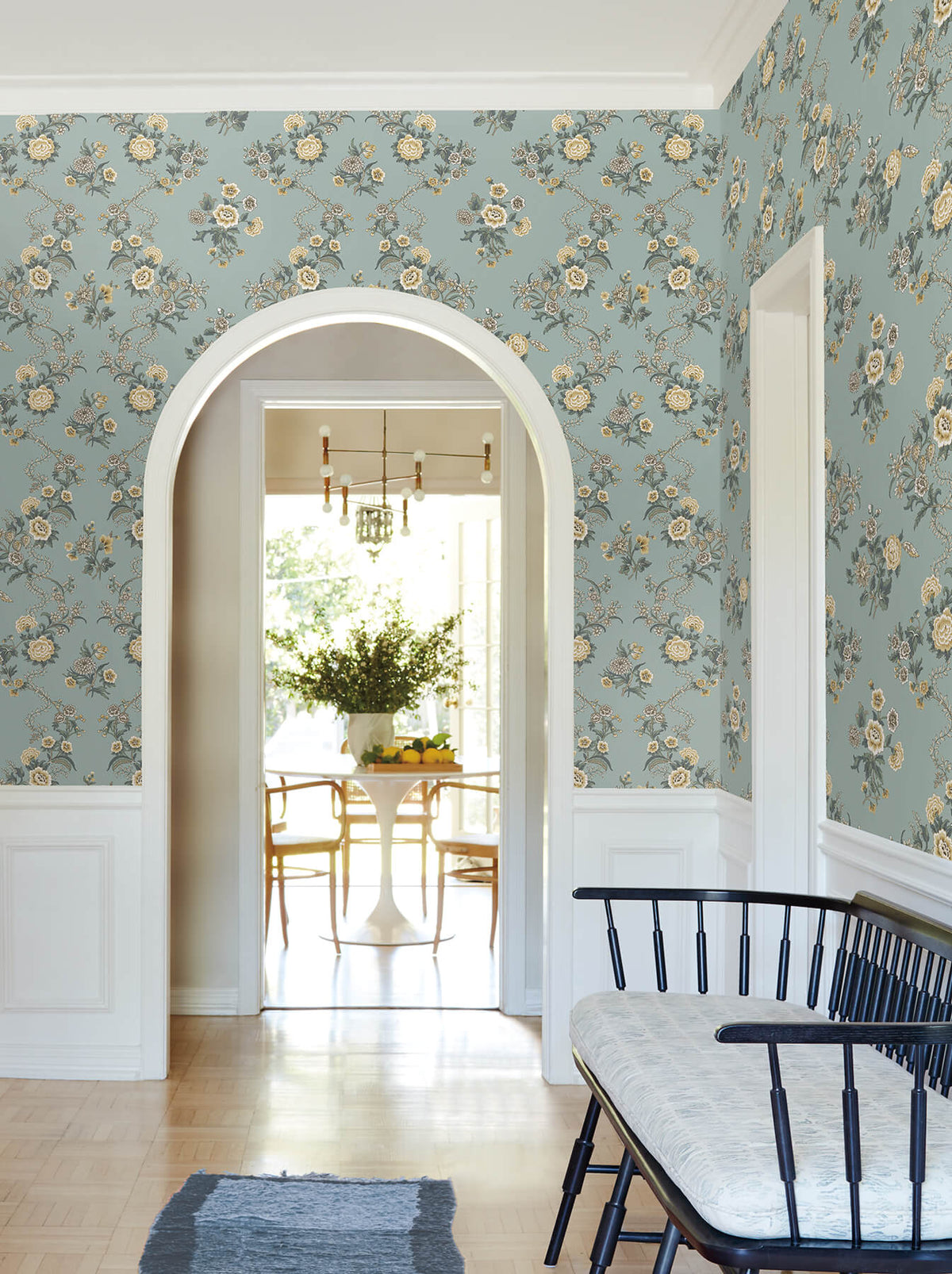 Antonina Vella Jardin Genevieve Wallpaper Sample - Harbor Blue