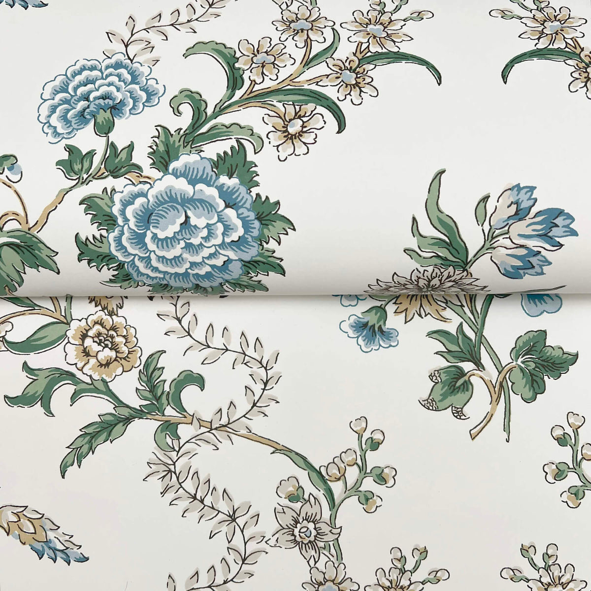 Antonina Vella Jardin Genevieve Wallpaper Sample - Blue & Green