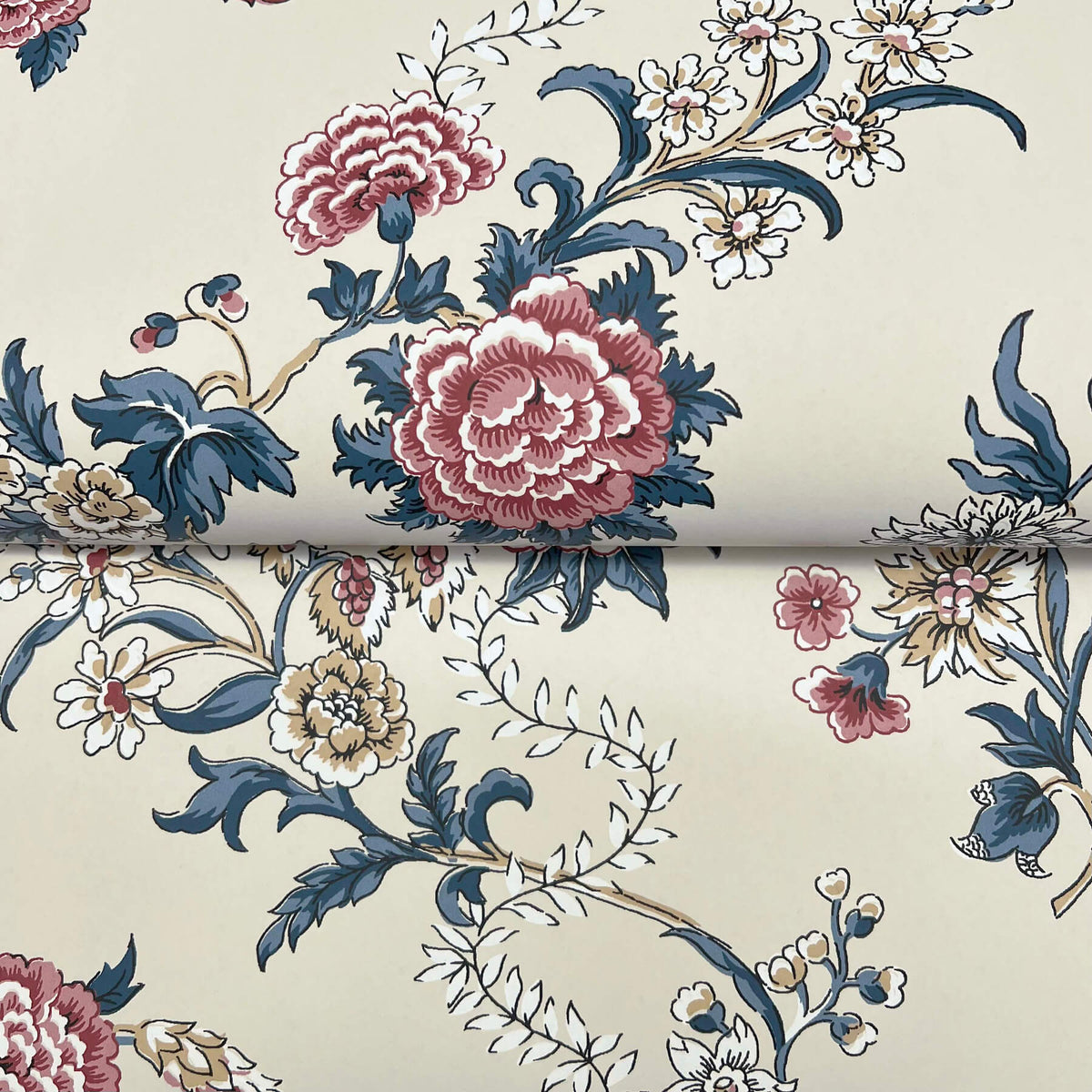 Antonina Vella Jardin Genevieve Wallpaper Sample - Red & Navy