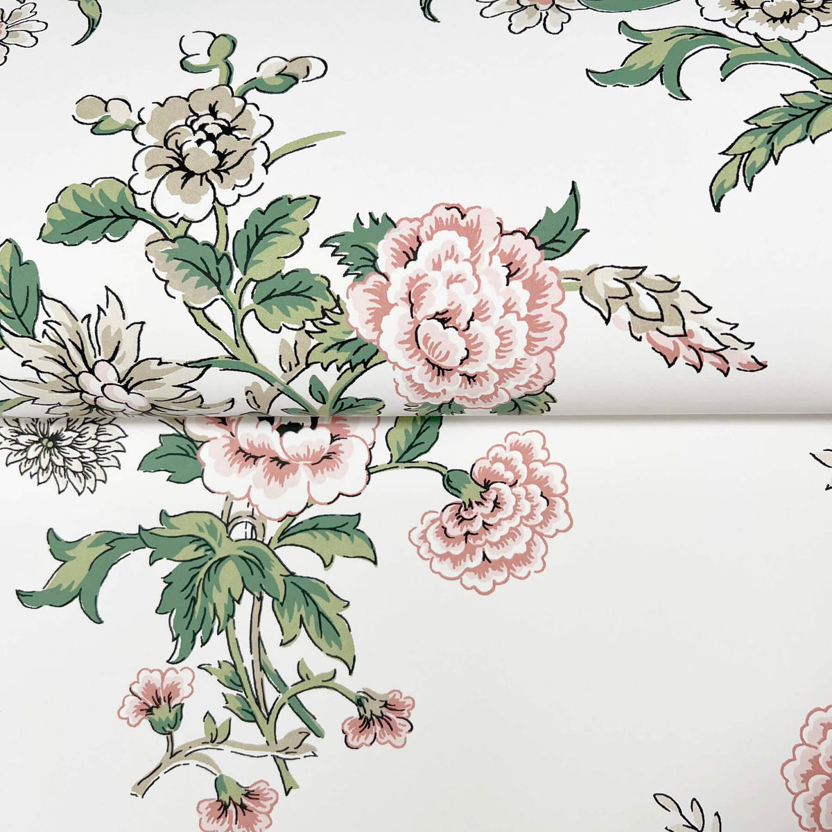 Antonina Vella Jardin Genevieve Wallpaper Sample - Pink & Green