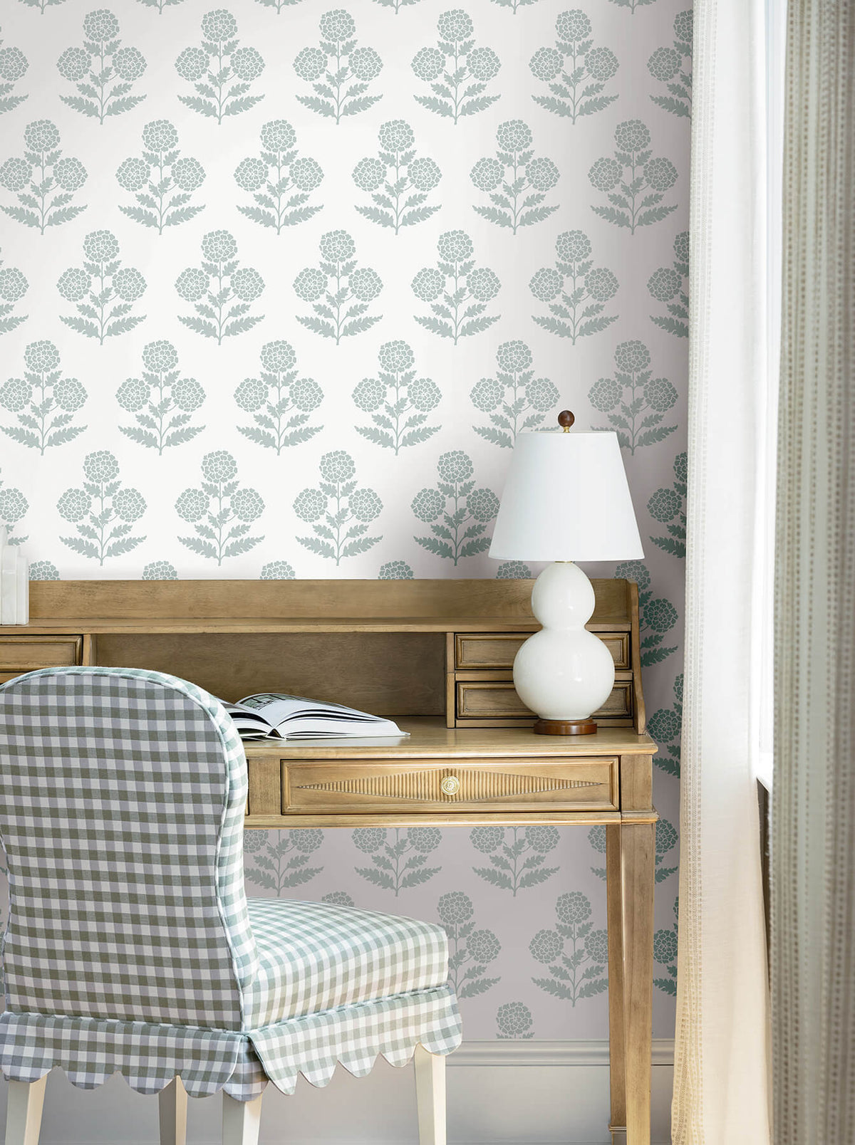 Antonina Vella Jardin Souci Wallpaper Sample - Pale Blue