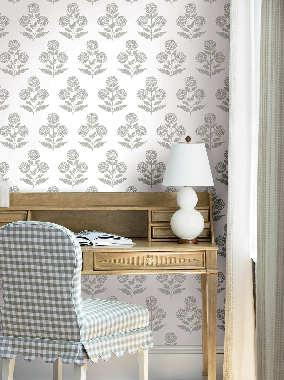 Antonina Vella Jardin Souci Wallpaper Sample - Charcoal