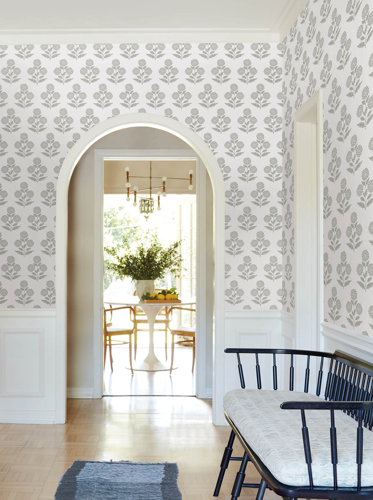 Antonina Vella Jardin Souci Wallpaper Sample - Charcoal