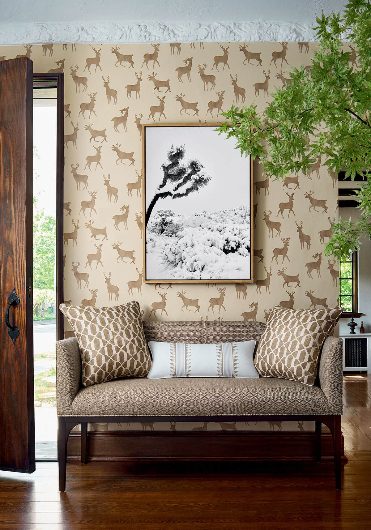 Thibaut Vista Bucks Wallpaper Sample - Birch