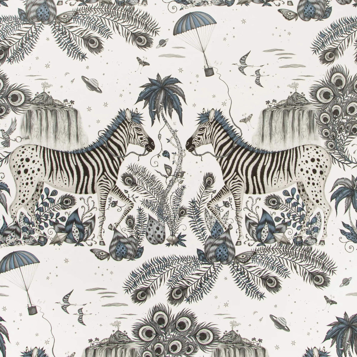 Emma J Shipley Wilderie Lost World Wallpaper - Blue