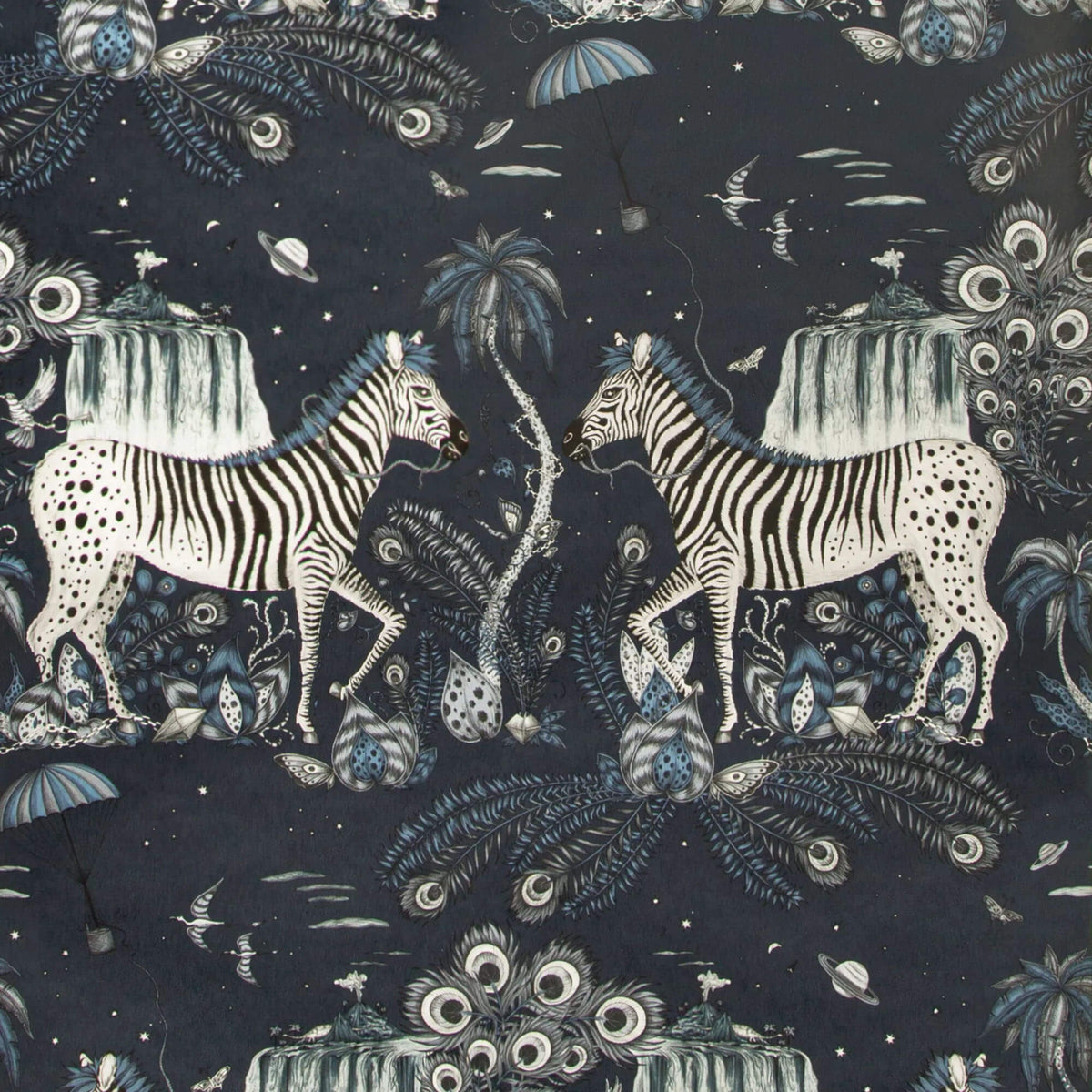 Emma J Shipley Wilderie Lost World Wallpaper - Navy