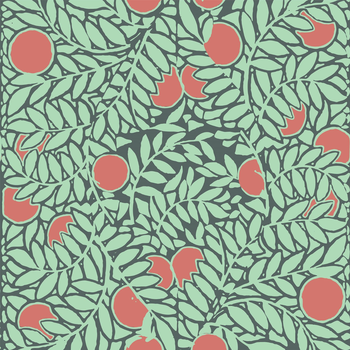 Mitchell Black The Signature Collection Orange Grove Wallpaper Sample - Mint & Coral