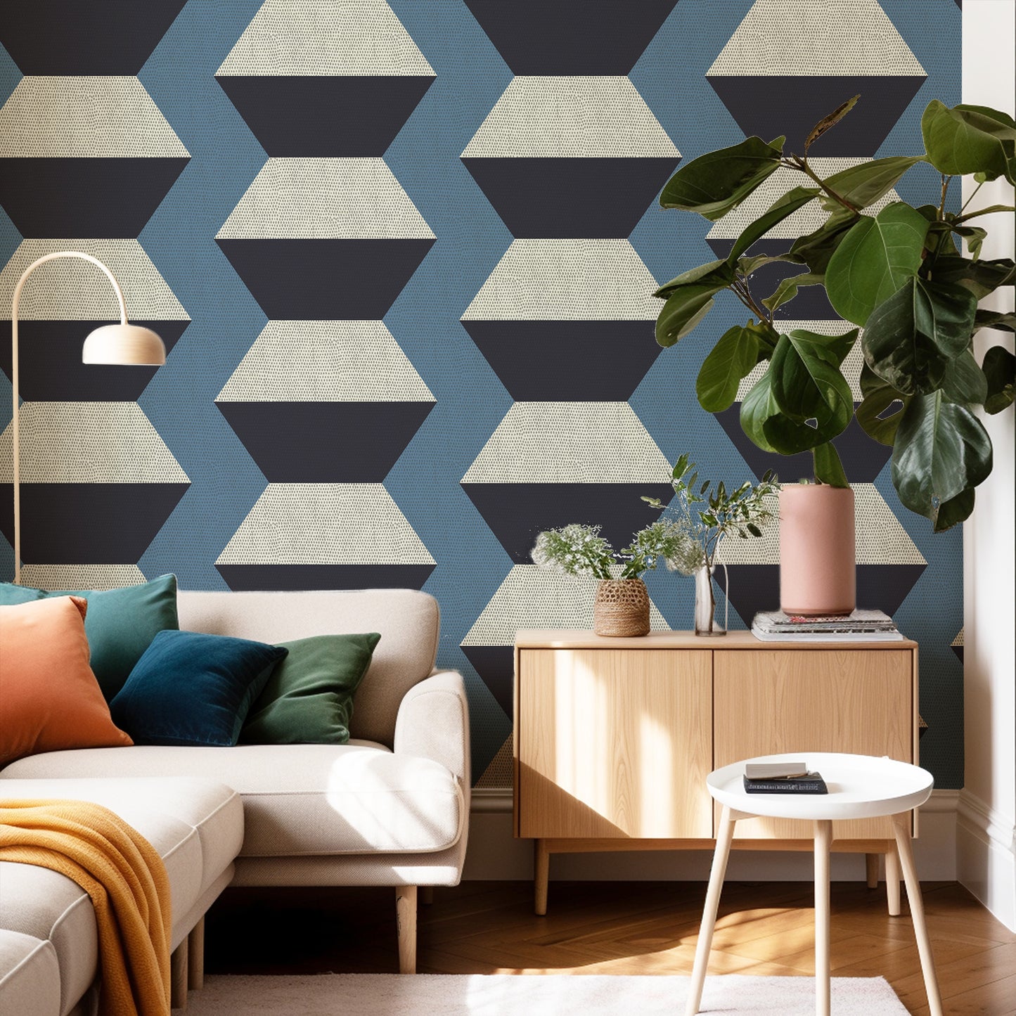 Mitchell Black Chroma Infinity Blocks Wallpaper - Blue Horizon