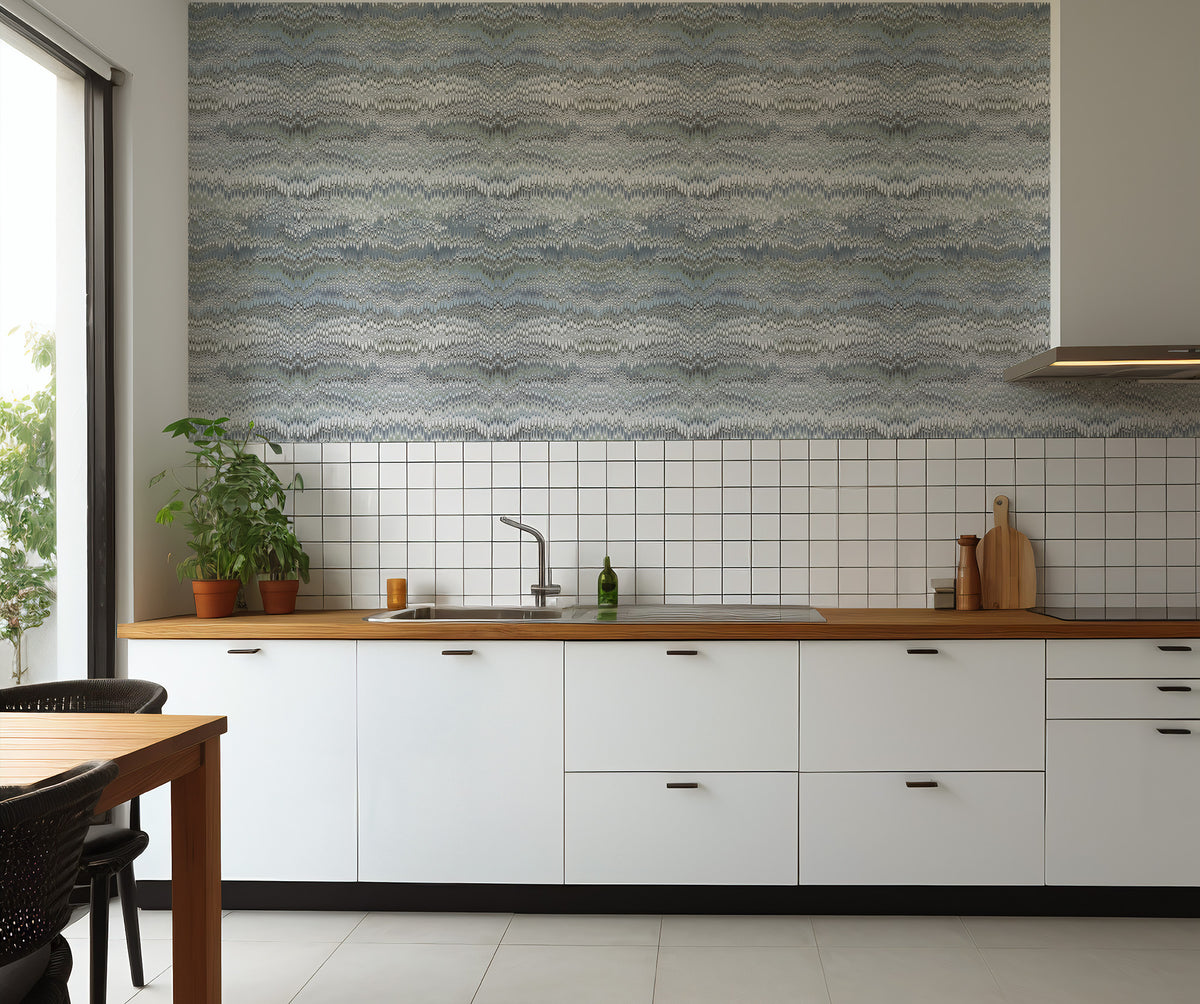 Mitchell Black Chroma Stonewashed Wallpaper - Ashen Blue
