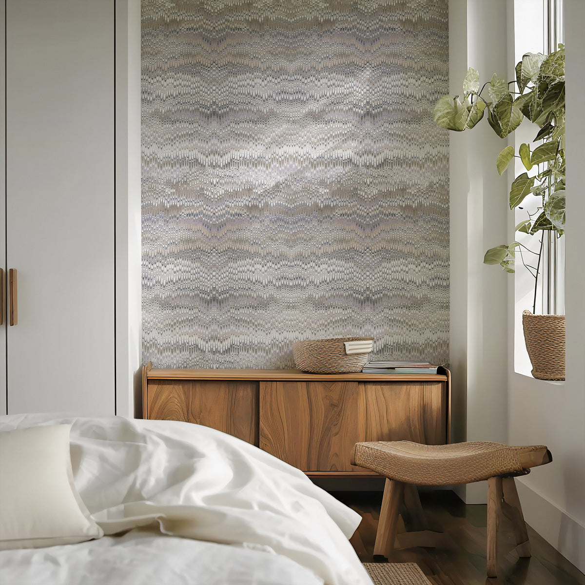 Mitchell Black Chroma Stonewashed Wallpaper Sample - Misty Mauve Gray