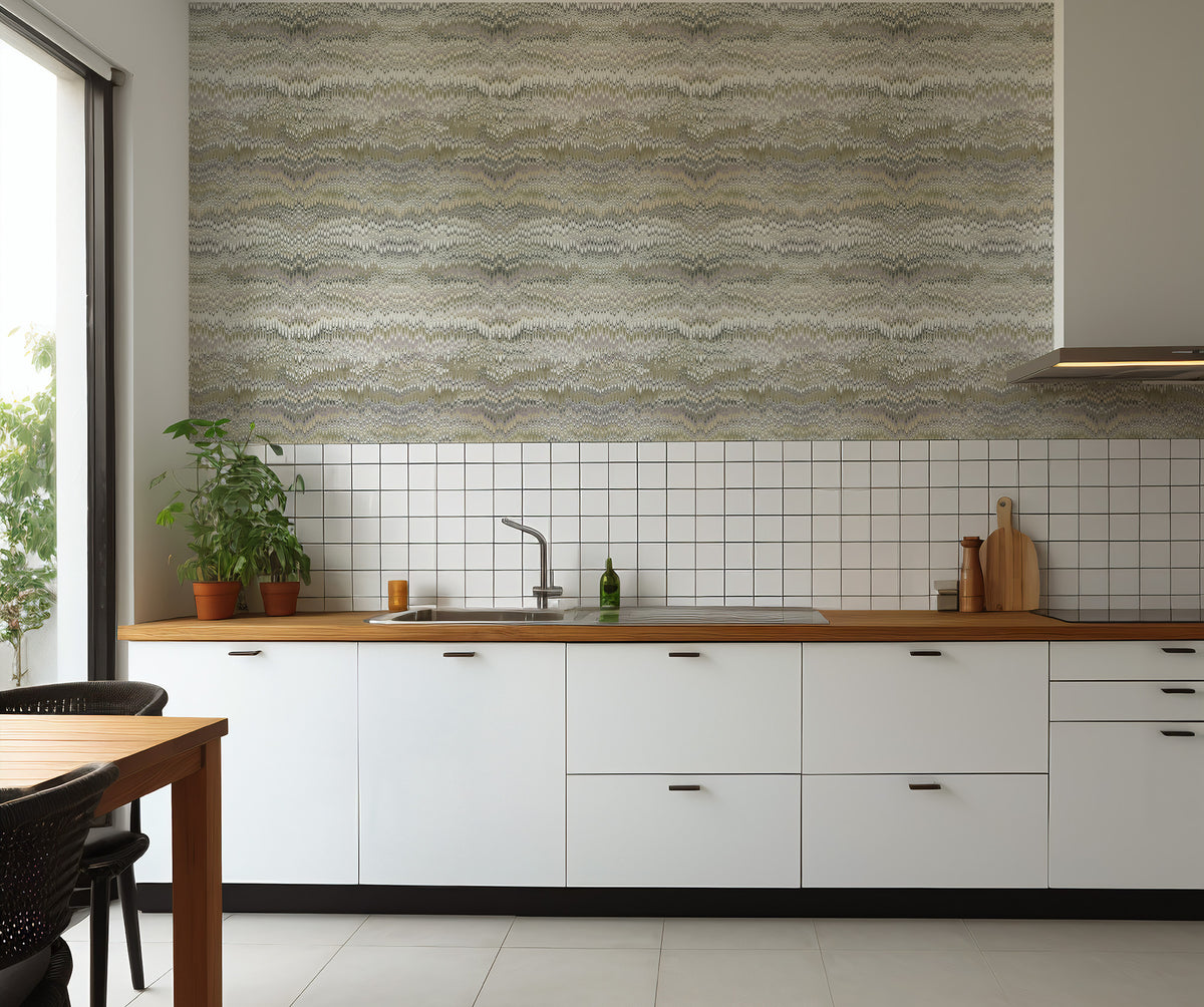 Mitchell Black Chroma Stonewashed Wallpaper Sample - Sage Taupe