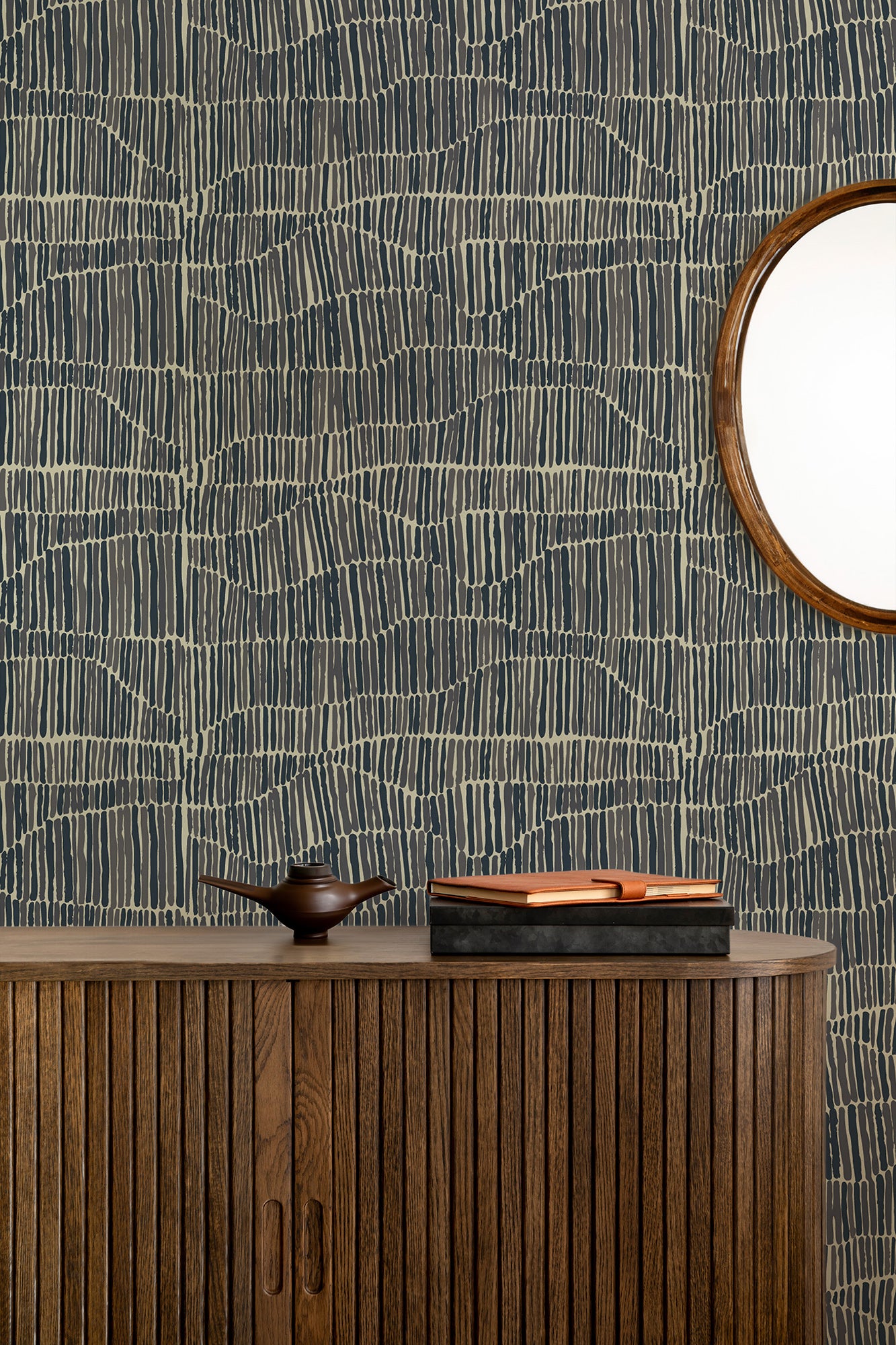 Mitchell Black Forbes Masters Jamaican Waves Wallpaper - Stone Blue