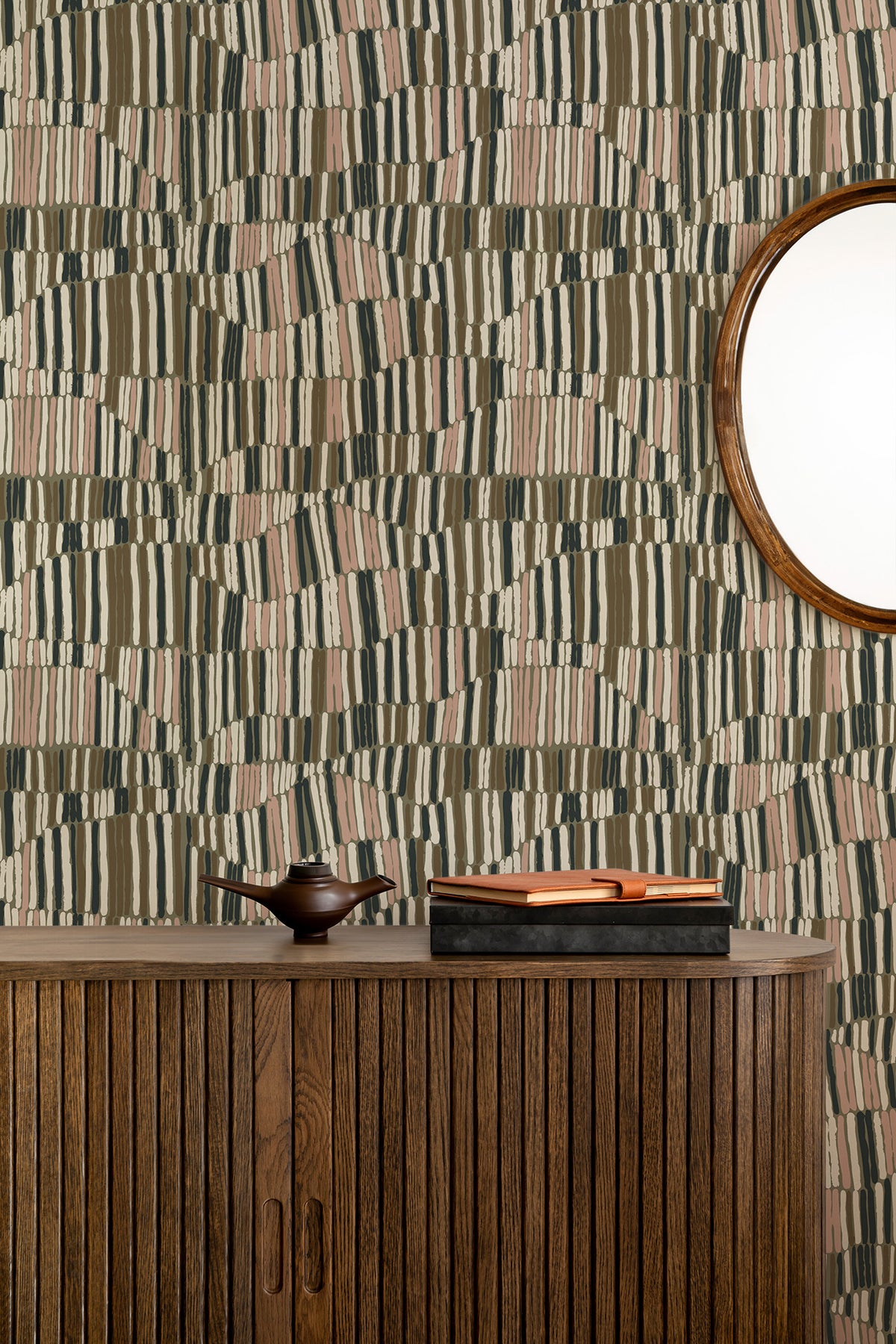 Mitchell Black Forbes Masters Jamaican Waves Wallpaper Sample - Olive Blush