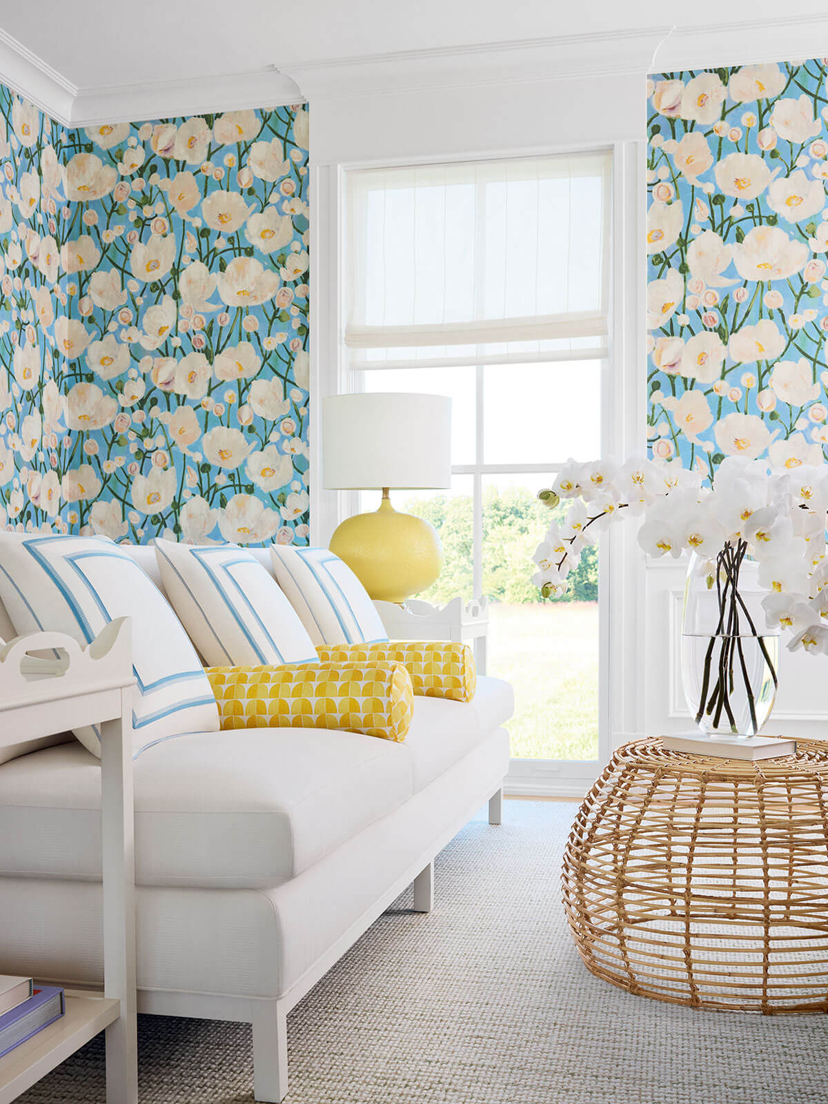 Thibaut Wanderlust Tivoli Wallpaper Sample - Sky Blue