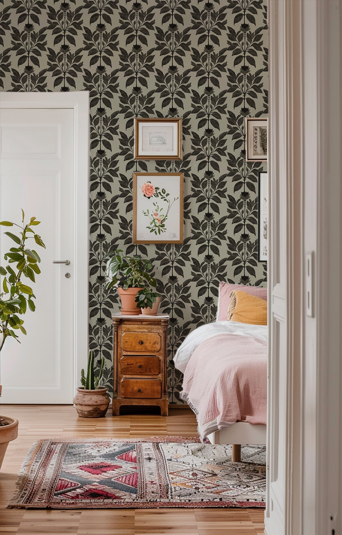 Mitchell Black Botanical Legacy Wayward Petal Wallpaper Sample - Driftwood Taupe