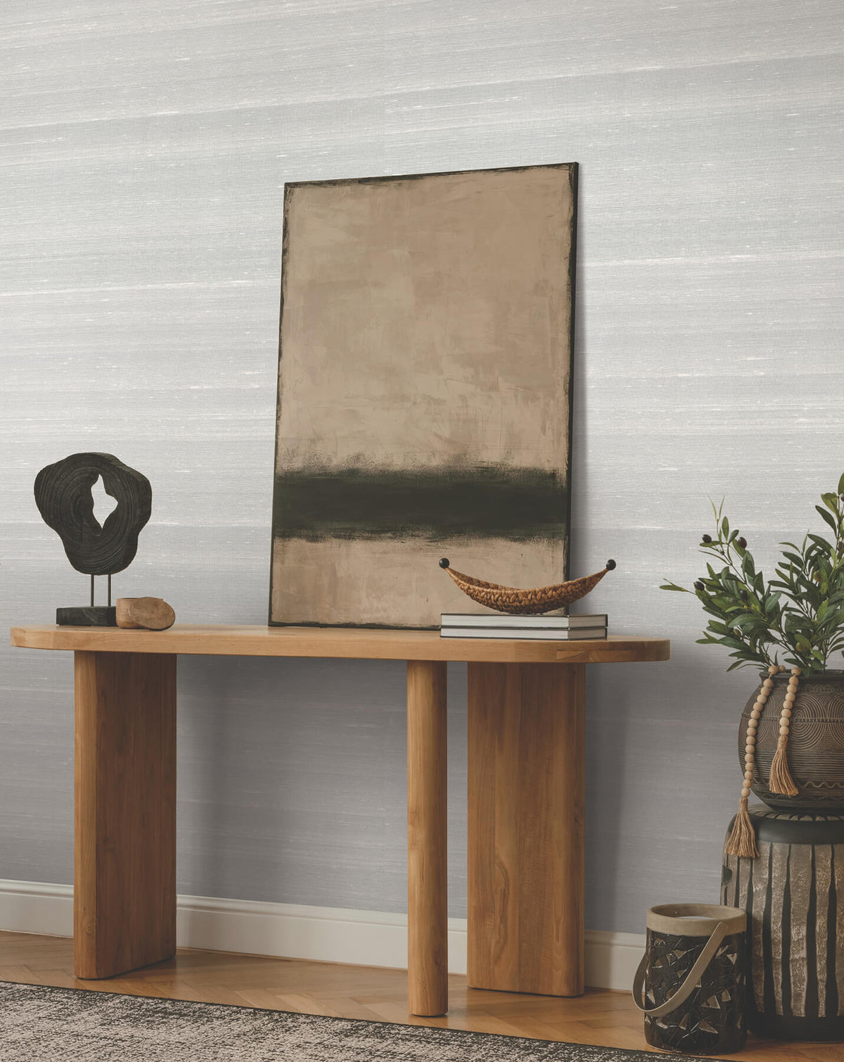 Ronald Redding Tea Garden Saori Silk Wallpaper - Pearl