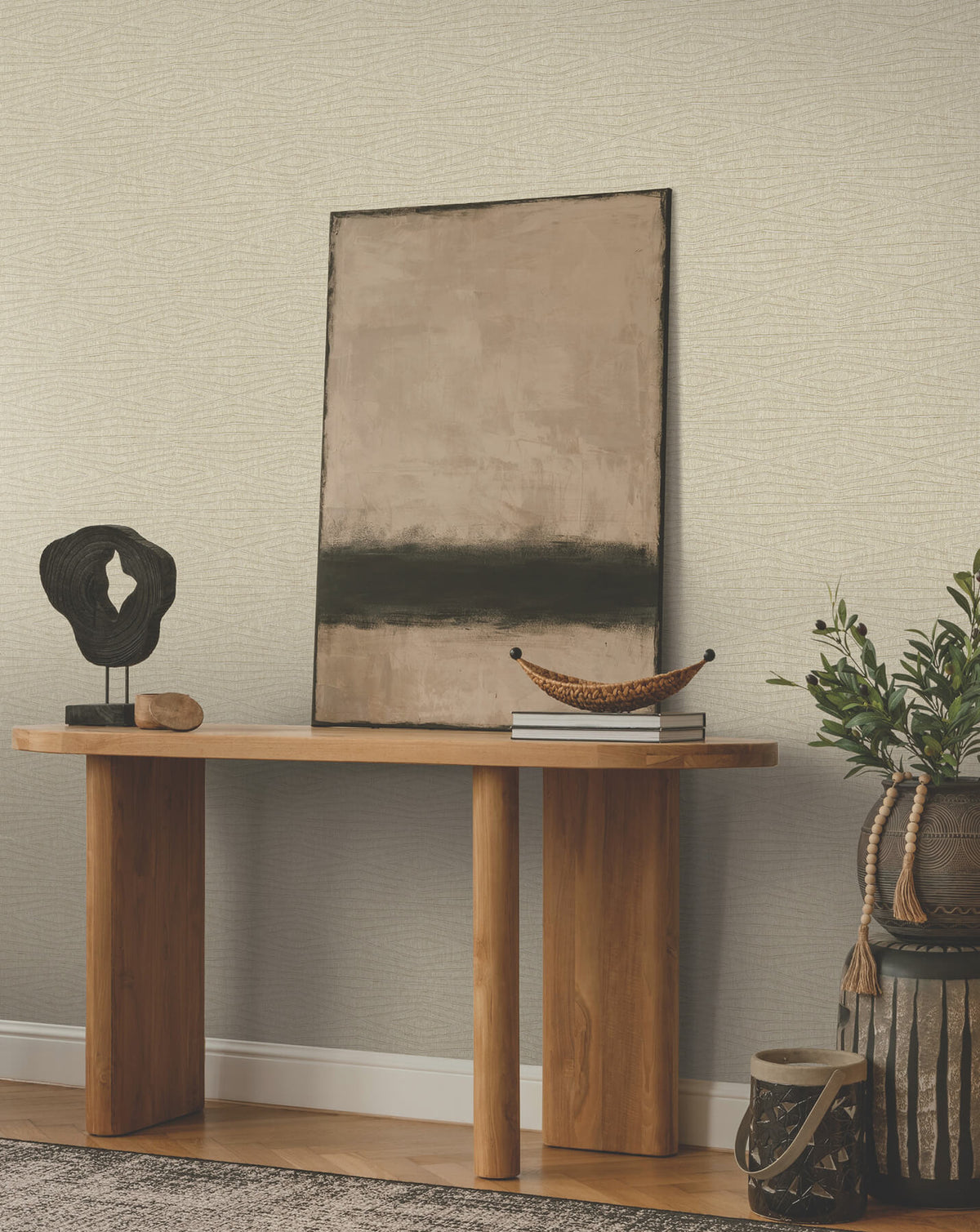 Ronald Redding Tea Garden Daystone Wallpaper Sample - Beige