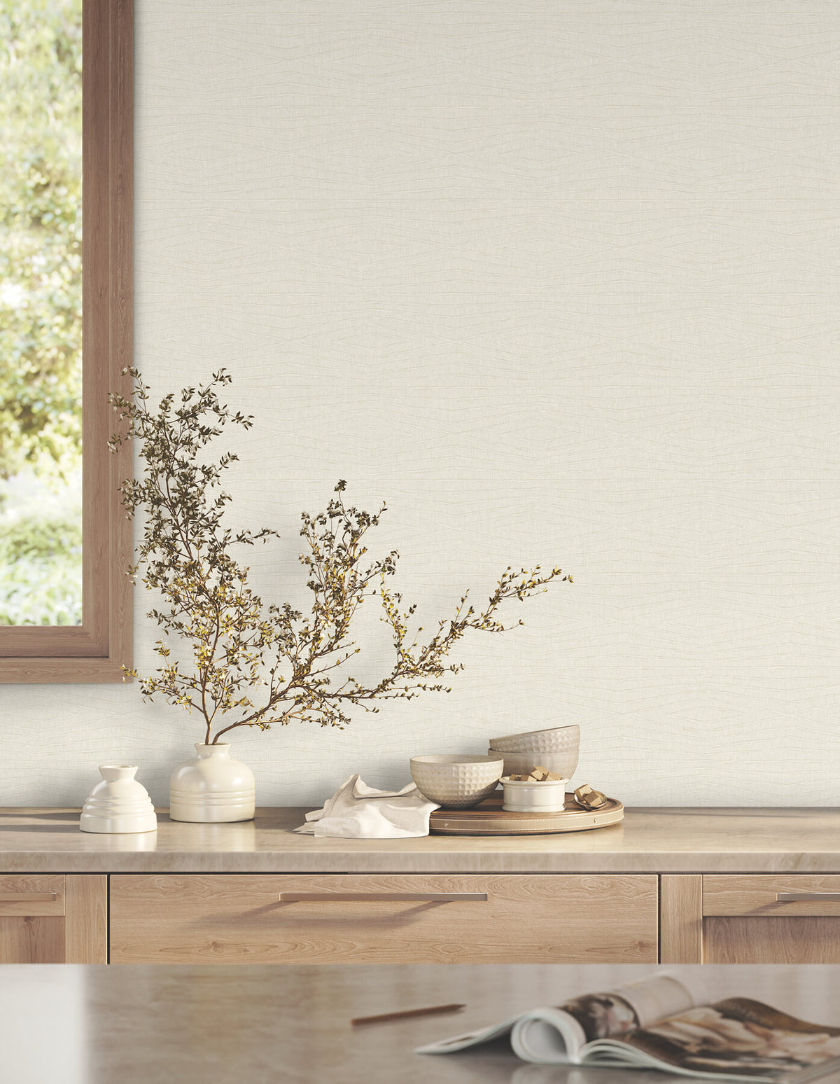Ronald Redding Tea Garden Daystone Wallpaper - Pearl