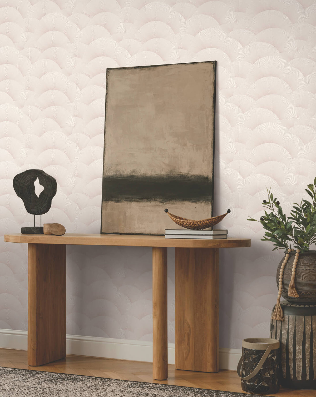 Ronald Redding Tea Garden Morning Shell Wallpaper - Blush