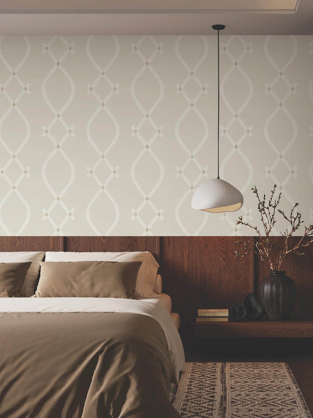 Ronald Redding Tea Garden Ellena Wallpaper - Light Grey