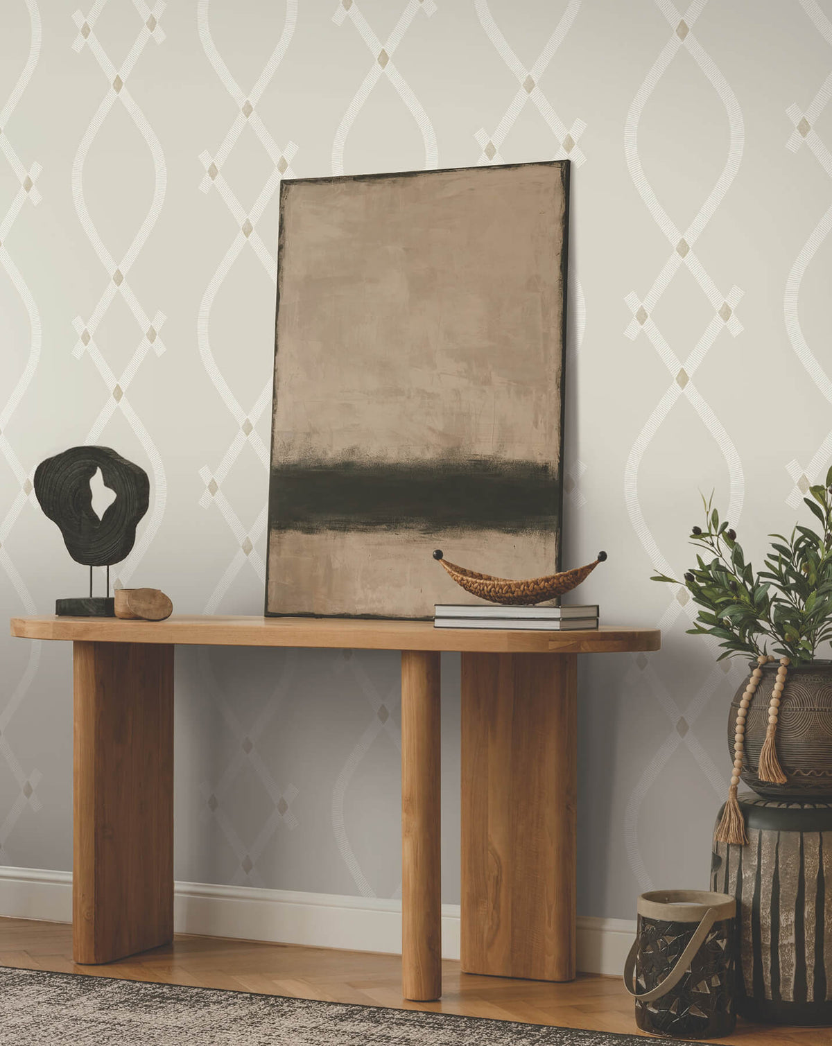 Ronald Redding Tea Garden Ellena Wallpaper - Light Grey