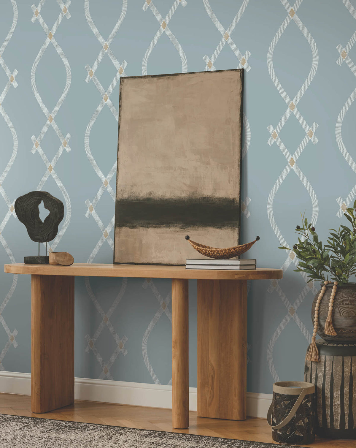 Ronald Redding Tea Garden Ellena Wallpaper Sample - Blue