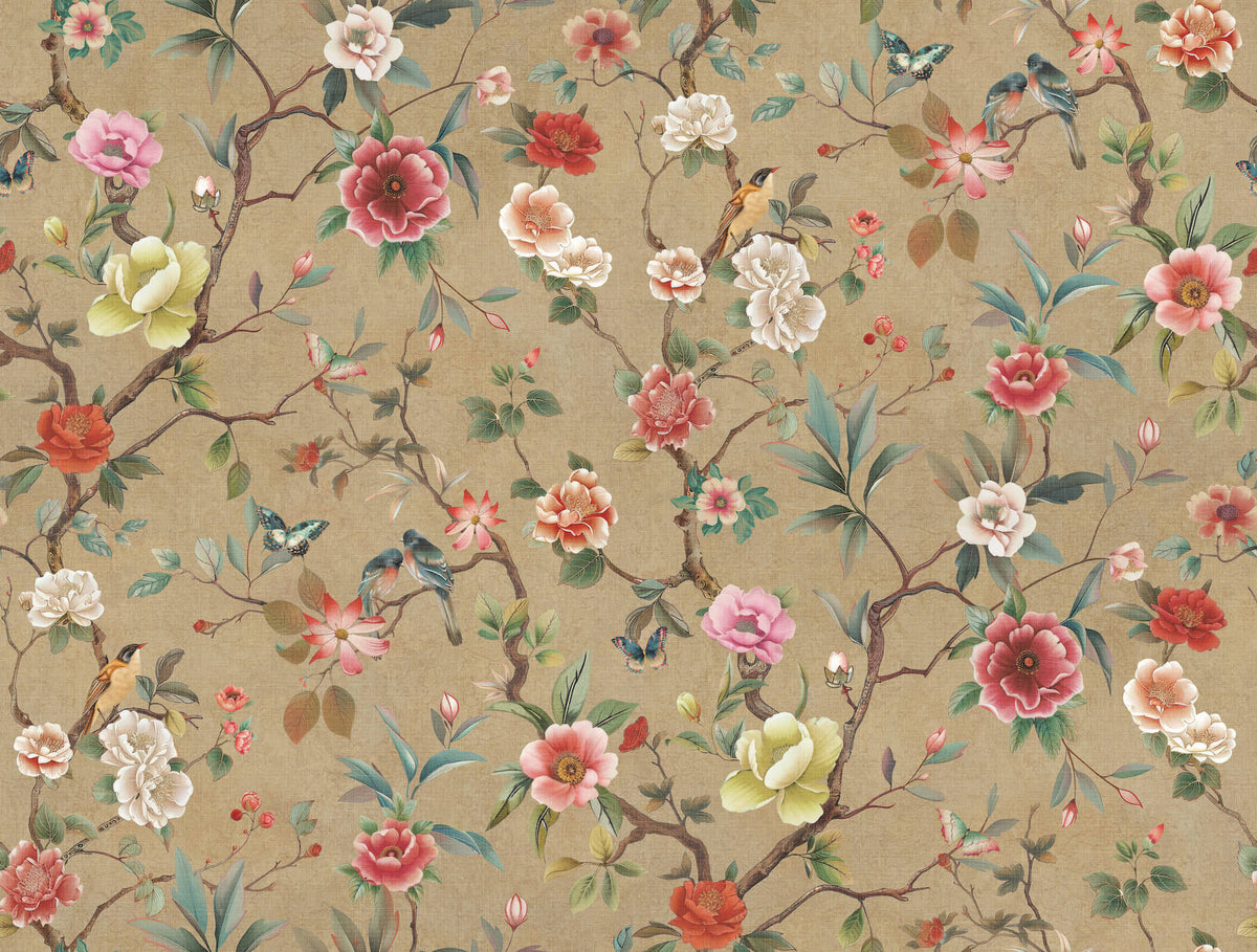 Ronald Redding Tea Garden Kimora's Garden Wallpaper - Linen