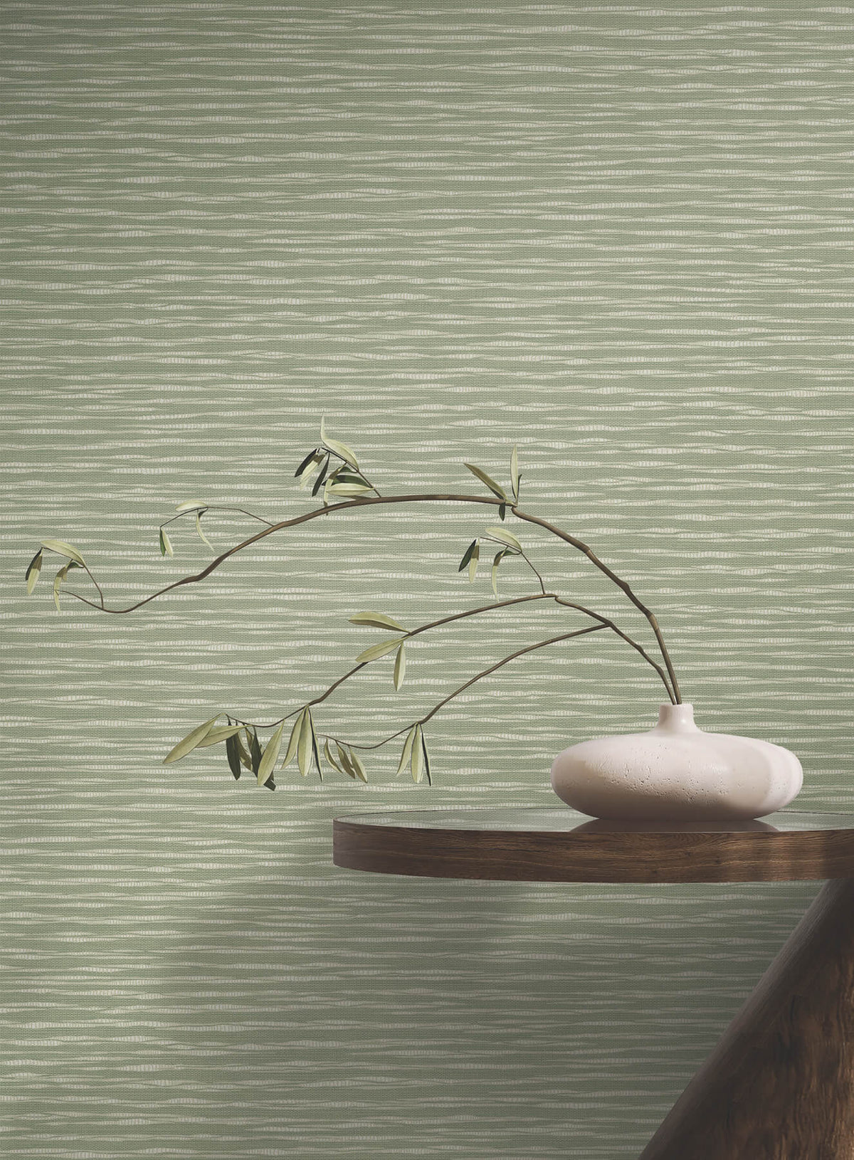 Ronald Redding Tea Garden Lotus Weave Wallpaper - Moss