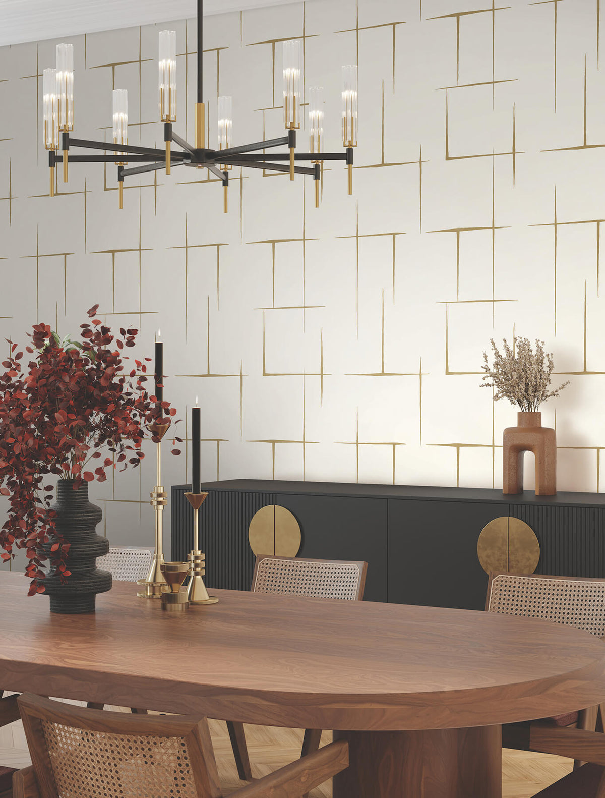 Ronald Redding Tea Garden Malia Wallpaper - Gold & White