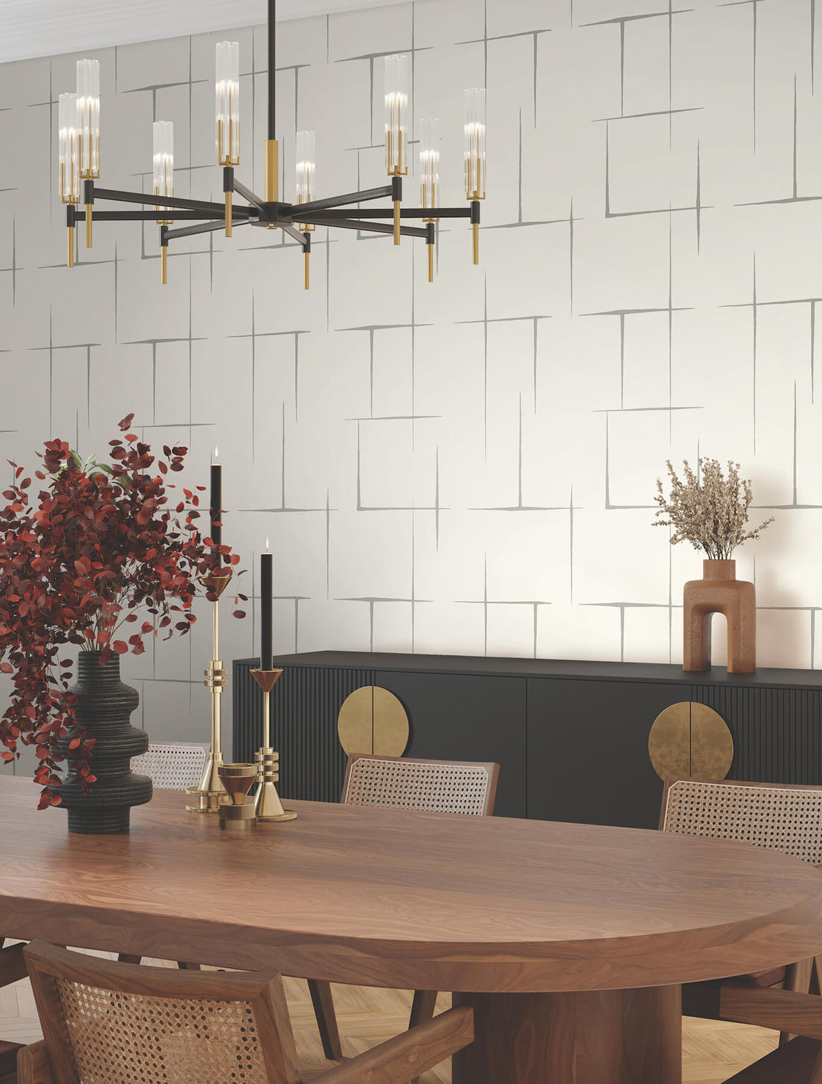 Ronald Redding Tea Garden Malia Wallpaper Sample - Grey & White