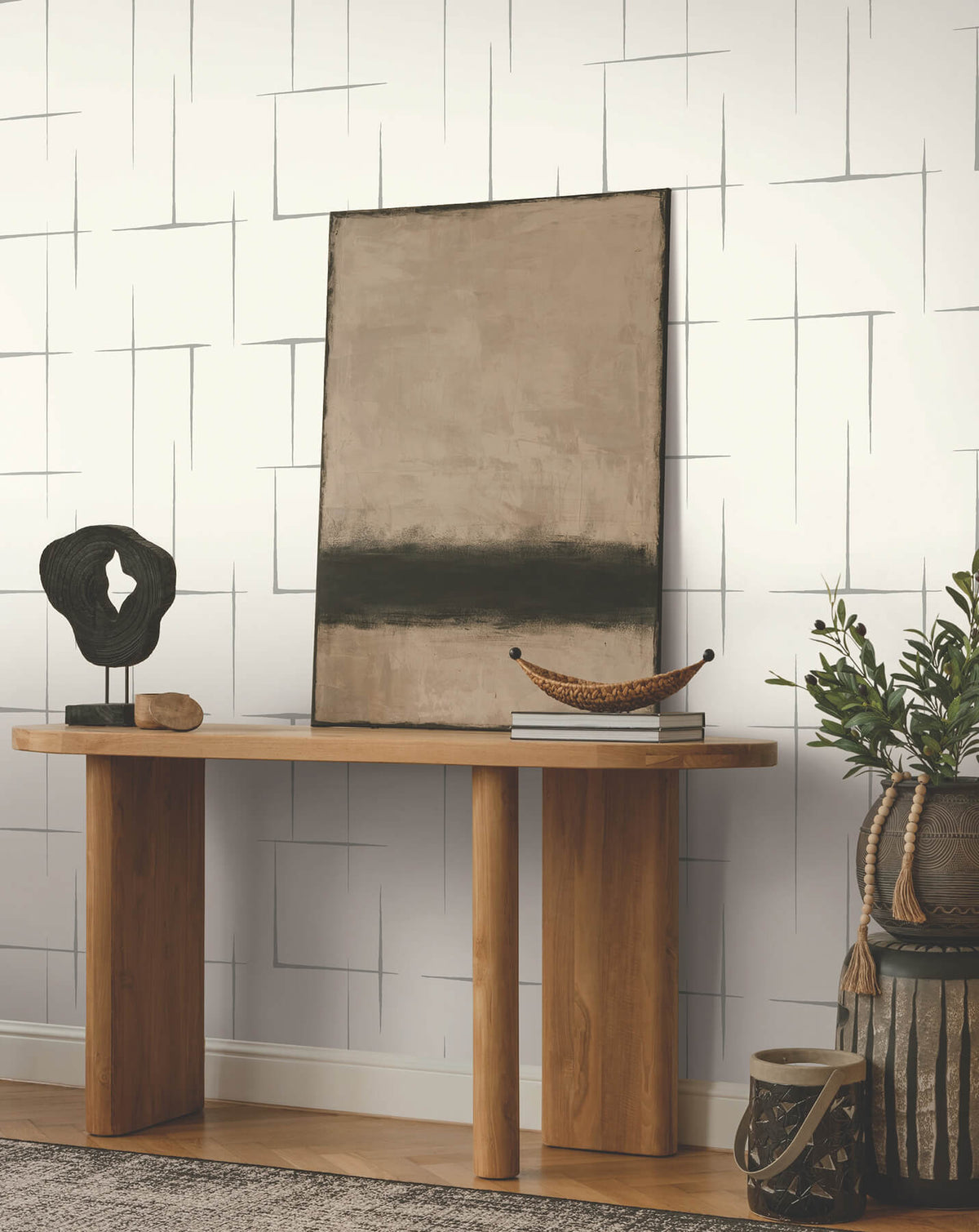 Ronald Redding Tea Garden Malia Wallpaper Sample - Grey & White