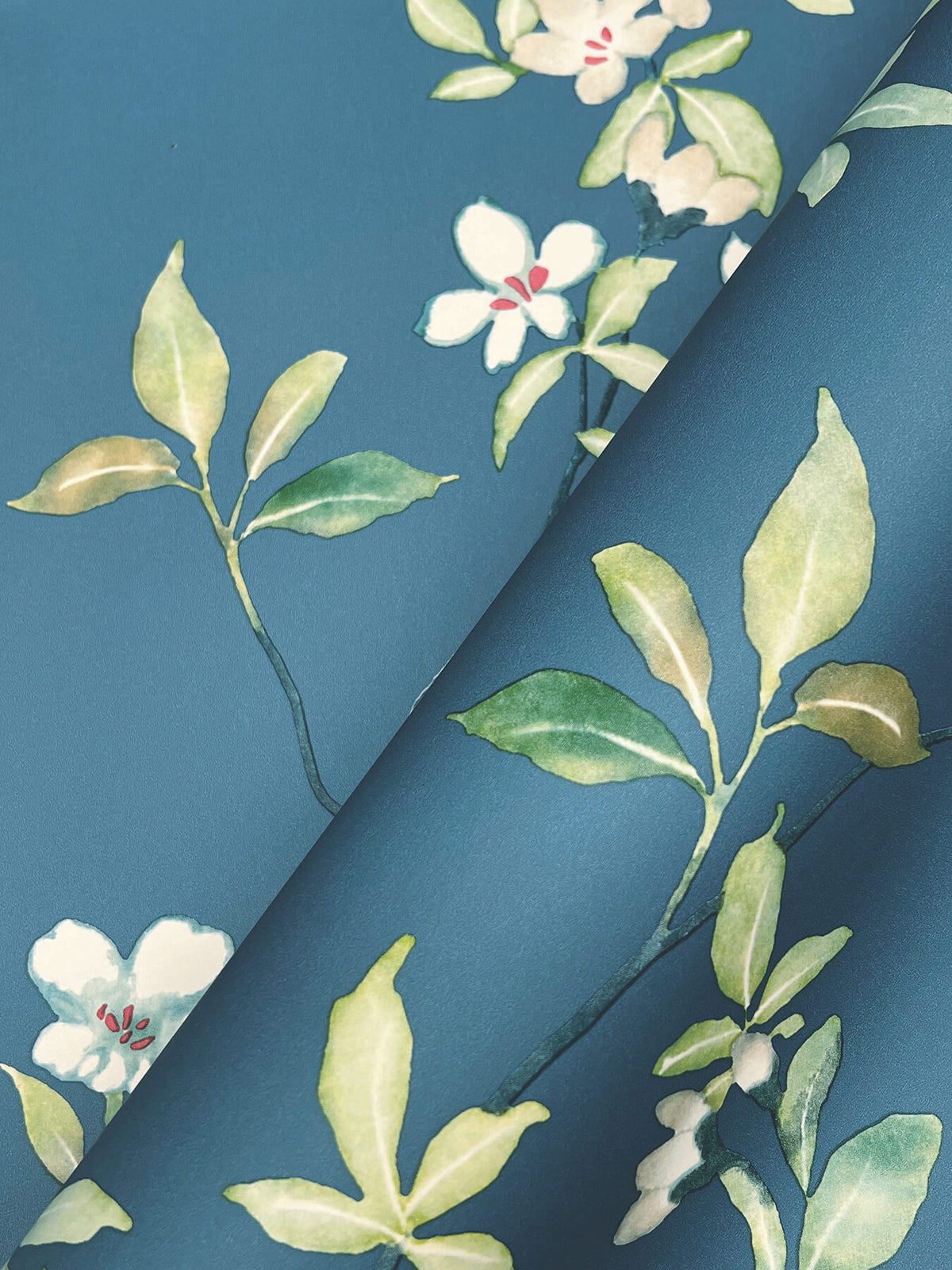Ronald Redding Tea Garden April Blossom Wallpaper - Cobalt