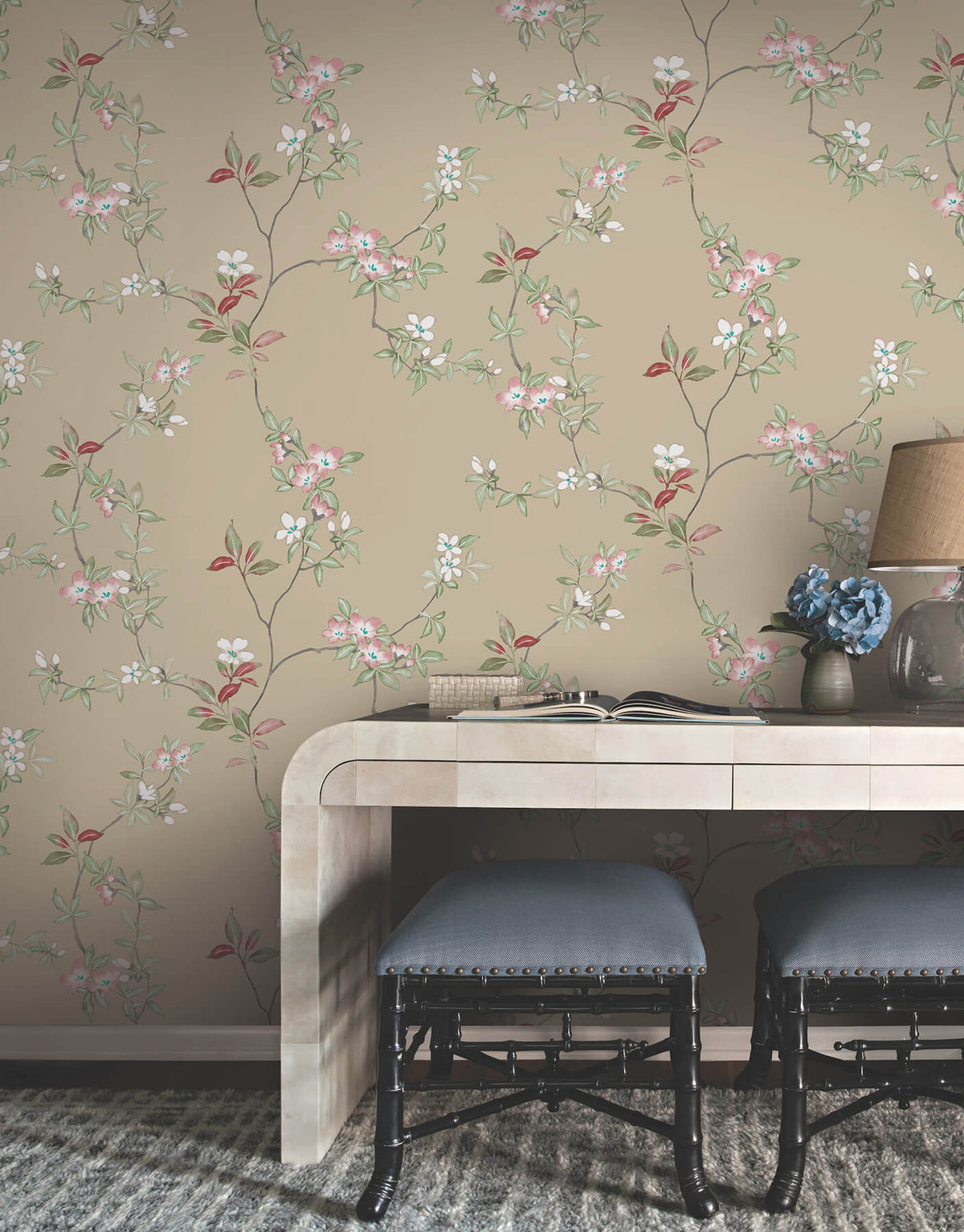 Ronald Redding Tea Garden April Blossom Wallpaper - Sand