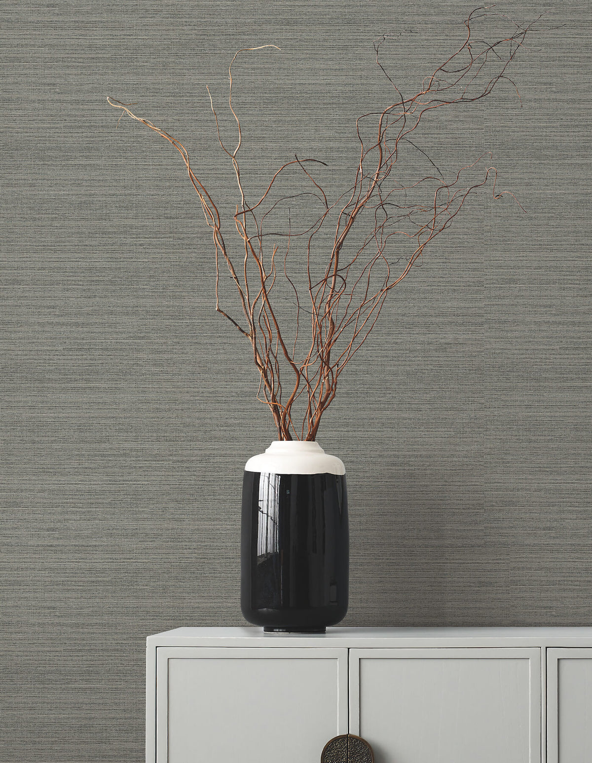 Ronald Redding Tea Garden Amyra Silk Wallpaper - Charcoal