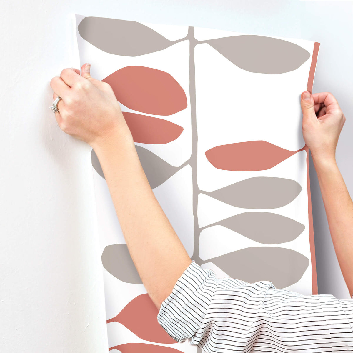 York Artisan Studio Sculpted Vines Wallpaper Sample - Vermillion & Graphite