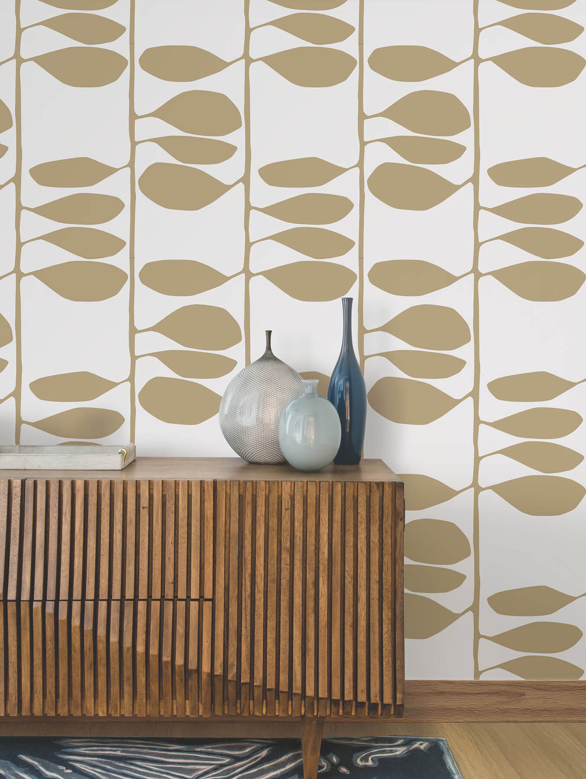 York Artisan Studio Sculpted Vines Wallpaper Sample - Gold