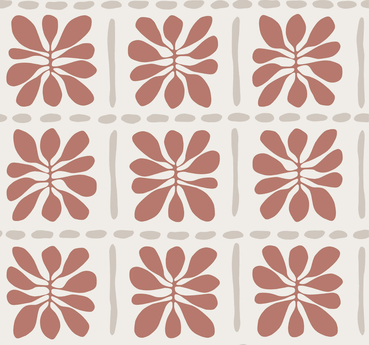 York Artisan Studio Mimosa Fleur Wallpaper Sample - Terracotta
