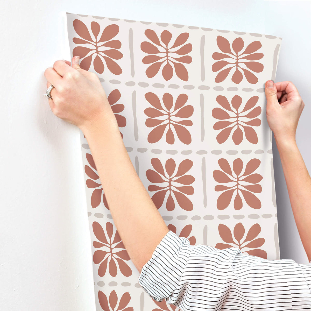 York Artisan Studio Mimosa Fleur Wallpaper Sample - Terracotta