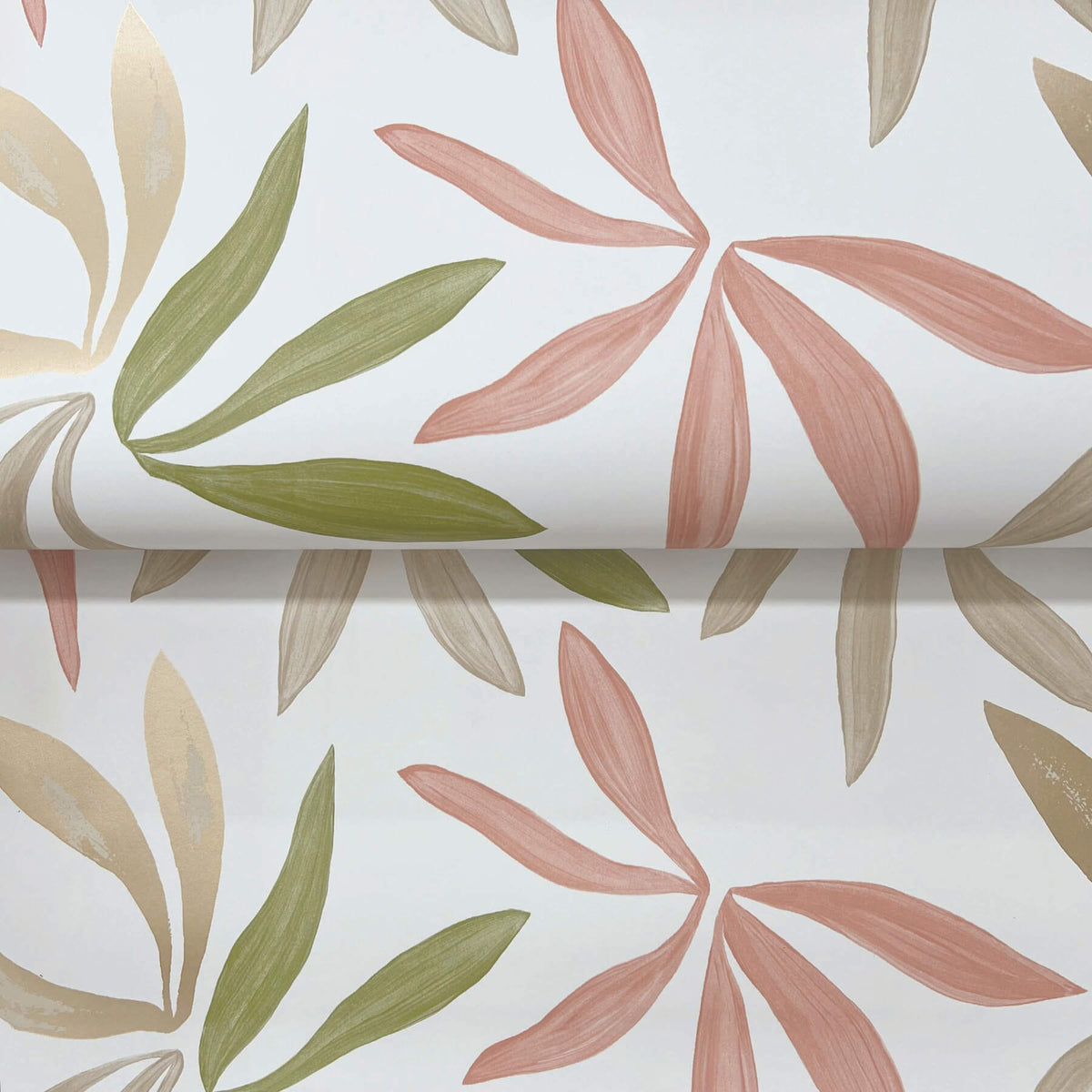 York Artisan Studio Little Garden Wallpaper Sample - Leaf & Coral