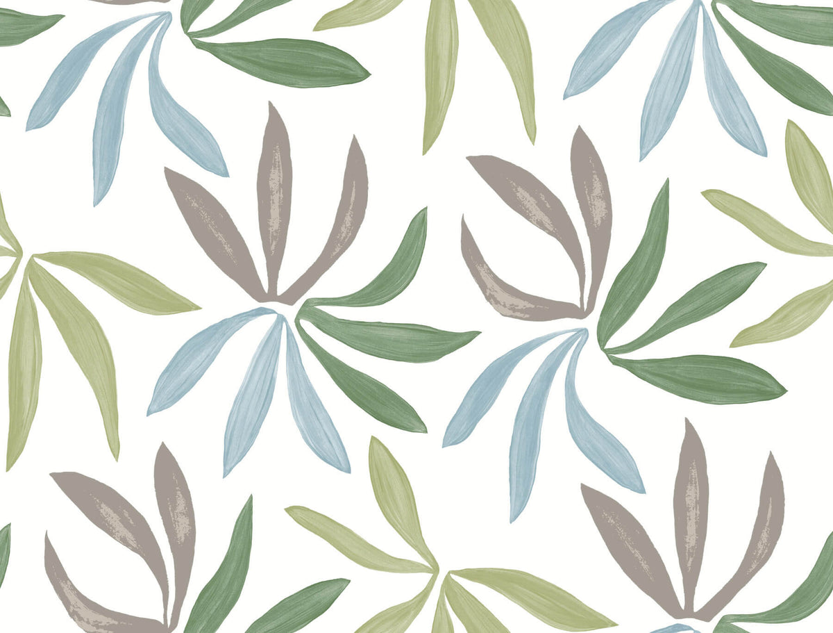 York Artisan Studio Little Garden Wallpaper Sample - Alpine & Sky & Silver
