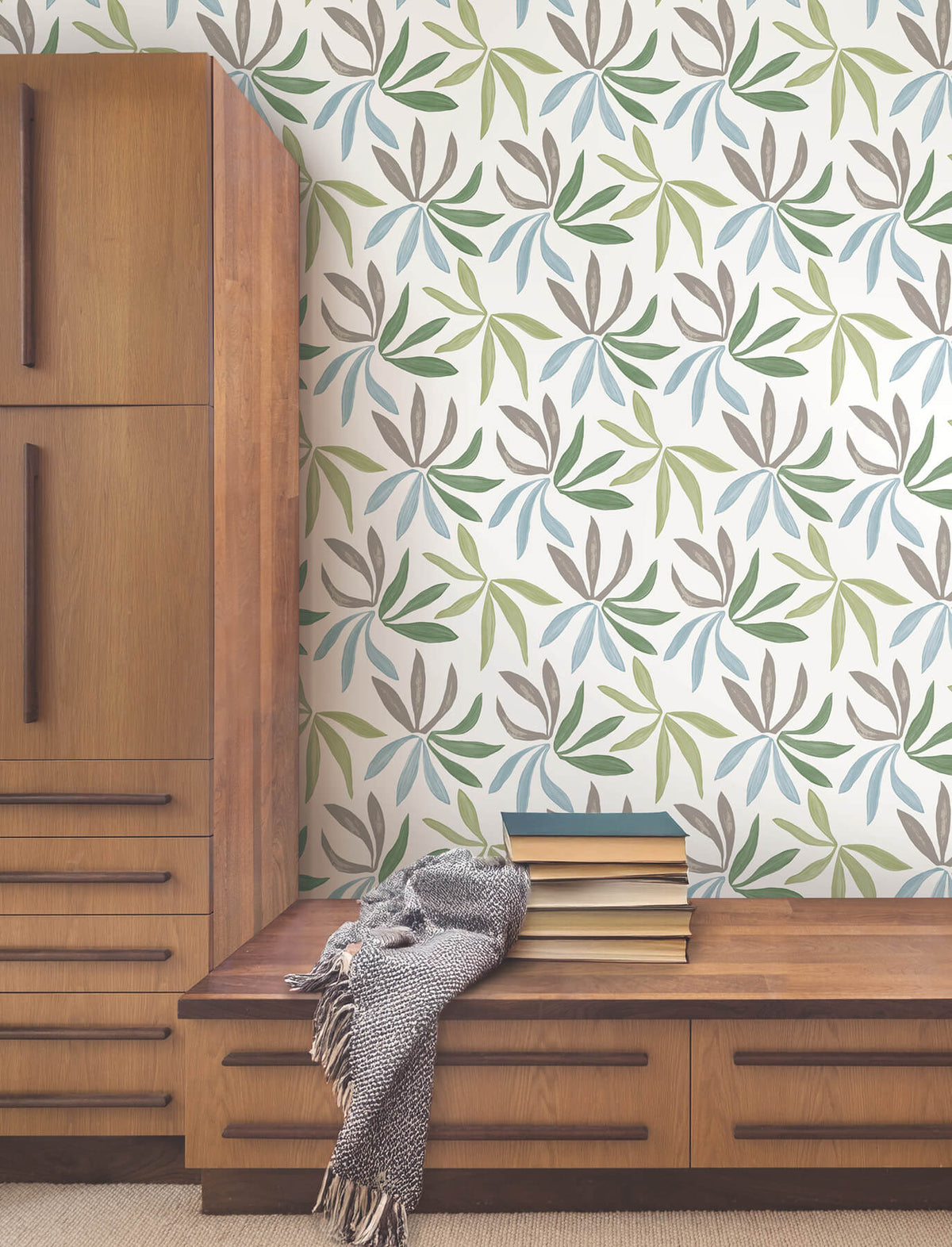 York Artisan Studio Little Garden Wallpaper Sample - Alpine & Sky & Silver