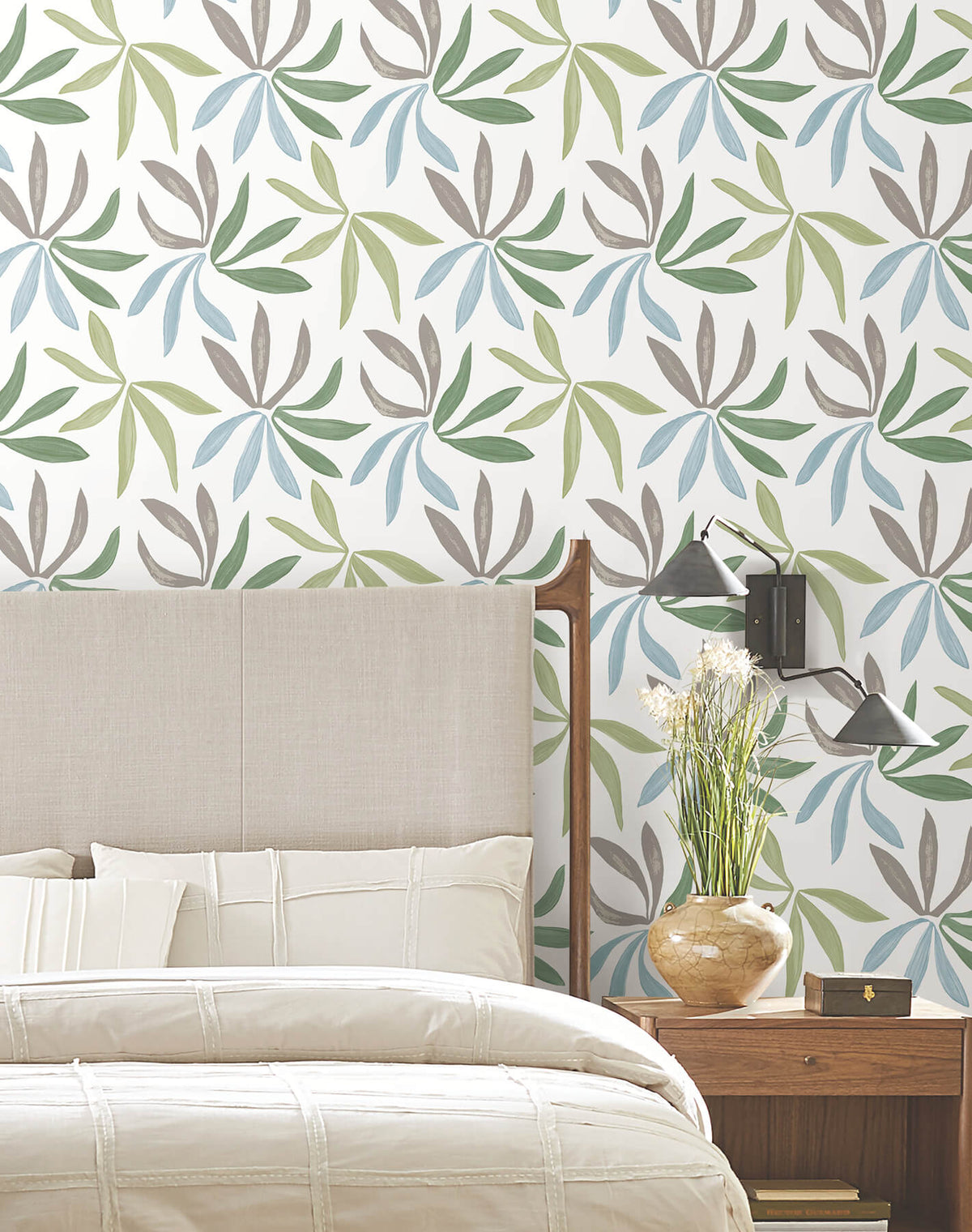 York Artisan Studio Little Garden Wallpaper Sample - Alpine & Sky & Silver