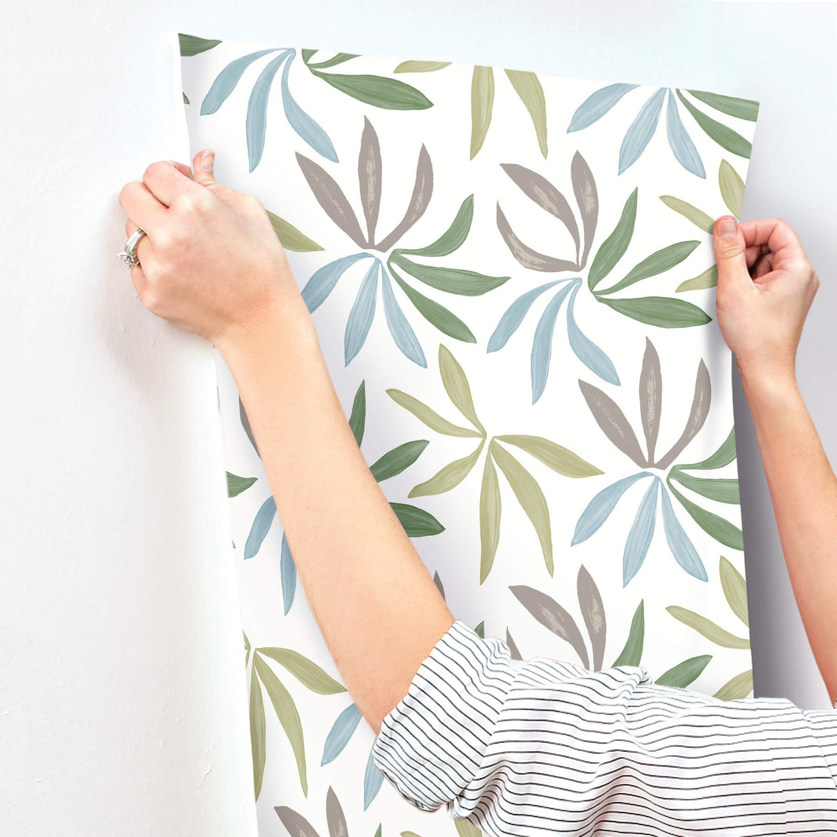 York Artisan Studio Little Garden Wallpaper Sample - Alpine & Sky & Silver